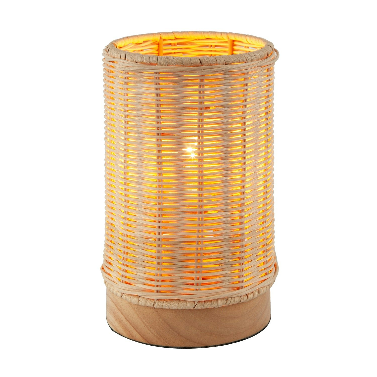 Rackhams Light/White Traditional Natural Woven Rattan Table Lamp With Rubber Wood Base