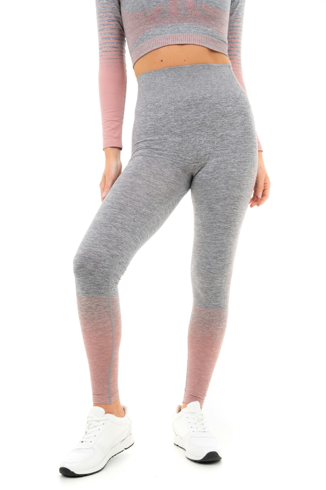 Smart Living Women's Grey/Pink Gradient Stripe Leggings - Marl/ - S