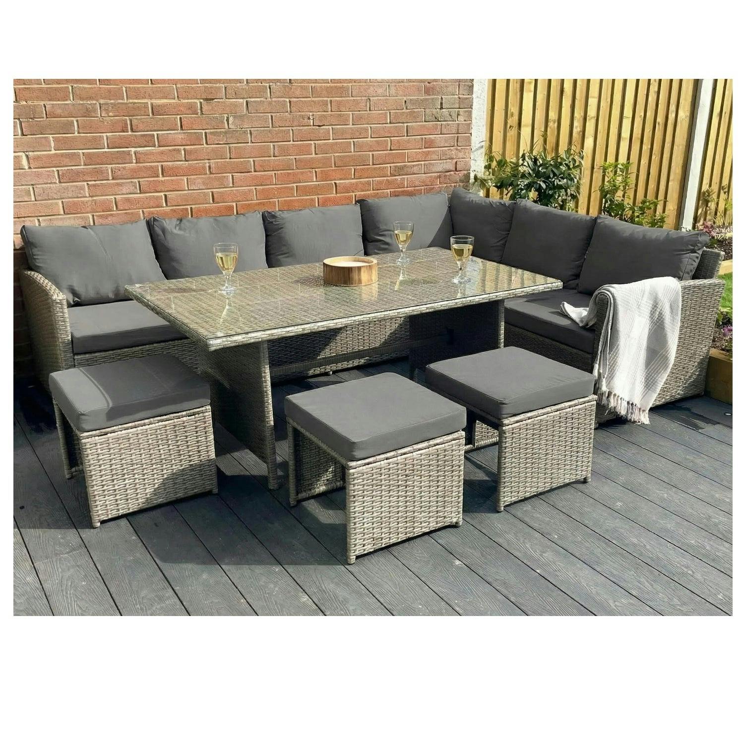 Rackhams The Knutsford 9 Seat Corner Rattan Dining Set