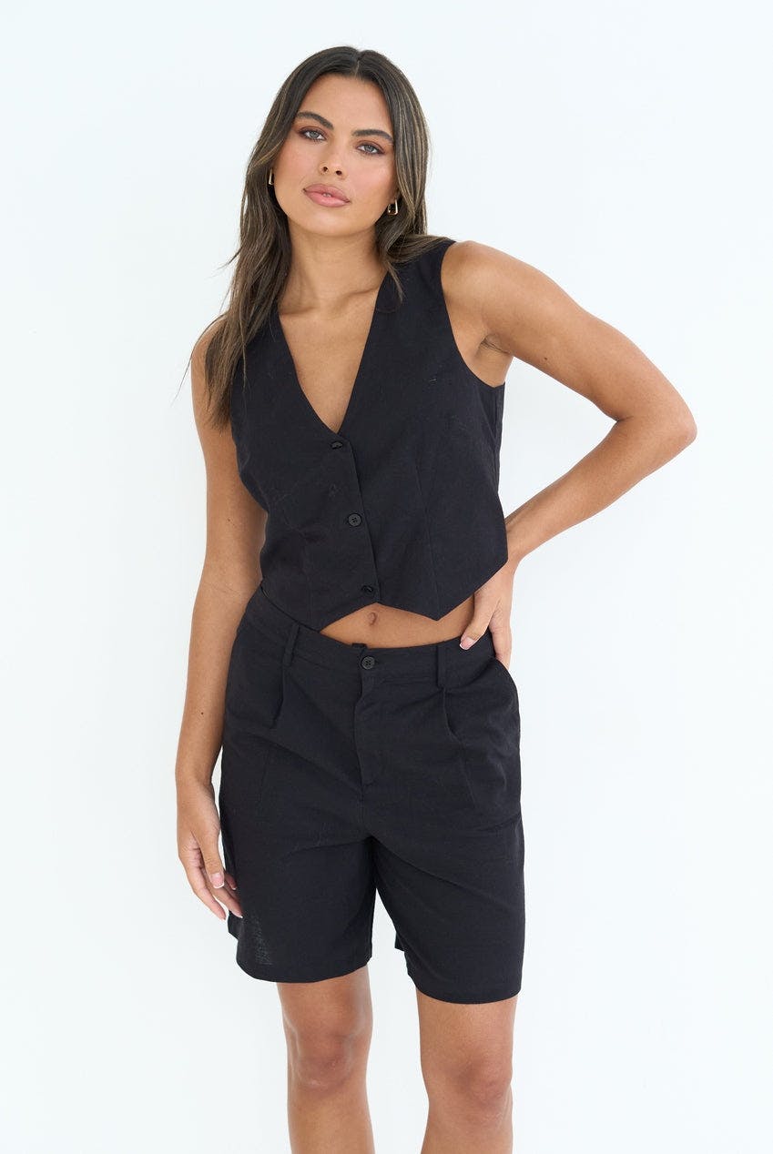 Urban Bliss Black Linen Blend Waistcoat - 12