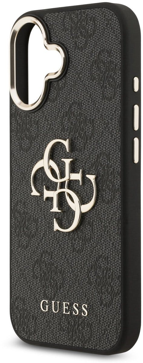 Guess Gold/Black Pu Leather 4G Big Logo Frame Case For Iphone 17 6.3" - Guhcp17s4gmgcgr