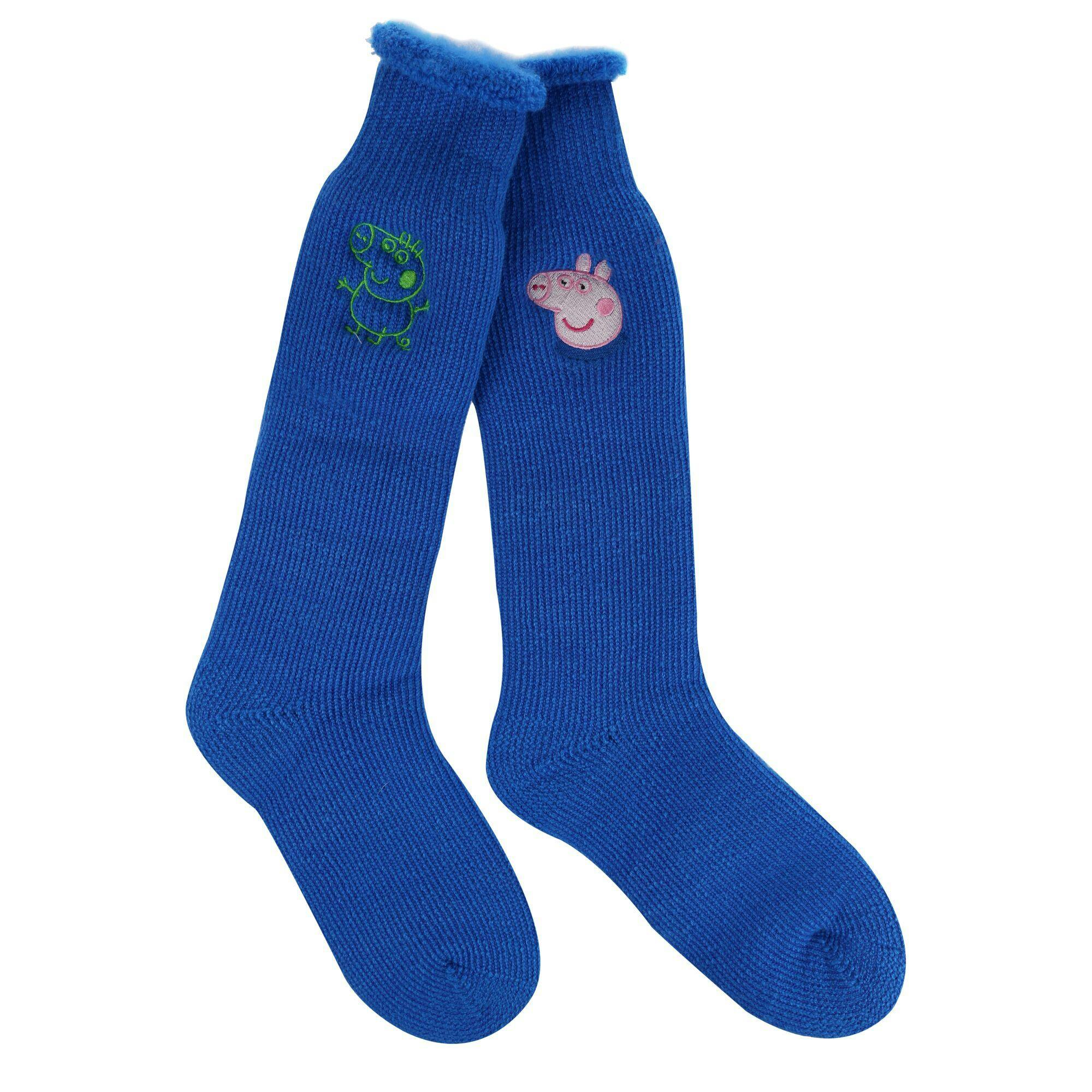 Regatta Blue Kids Peppa Pig Boot Socks (Pack Of 2) - 3 Uk-5.5 Uk - 63% Acrylic/28% Polyester/6% Polyamide/3% Elastane