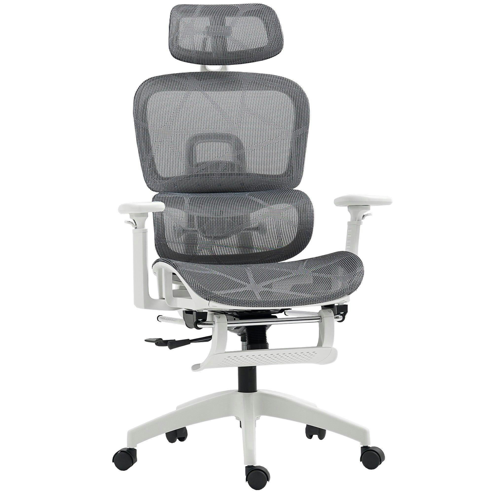 HOMCOM Ergonomic Office Chair Swivel Computer Chair with 3D Armrest Grey - Image 5