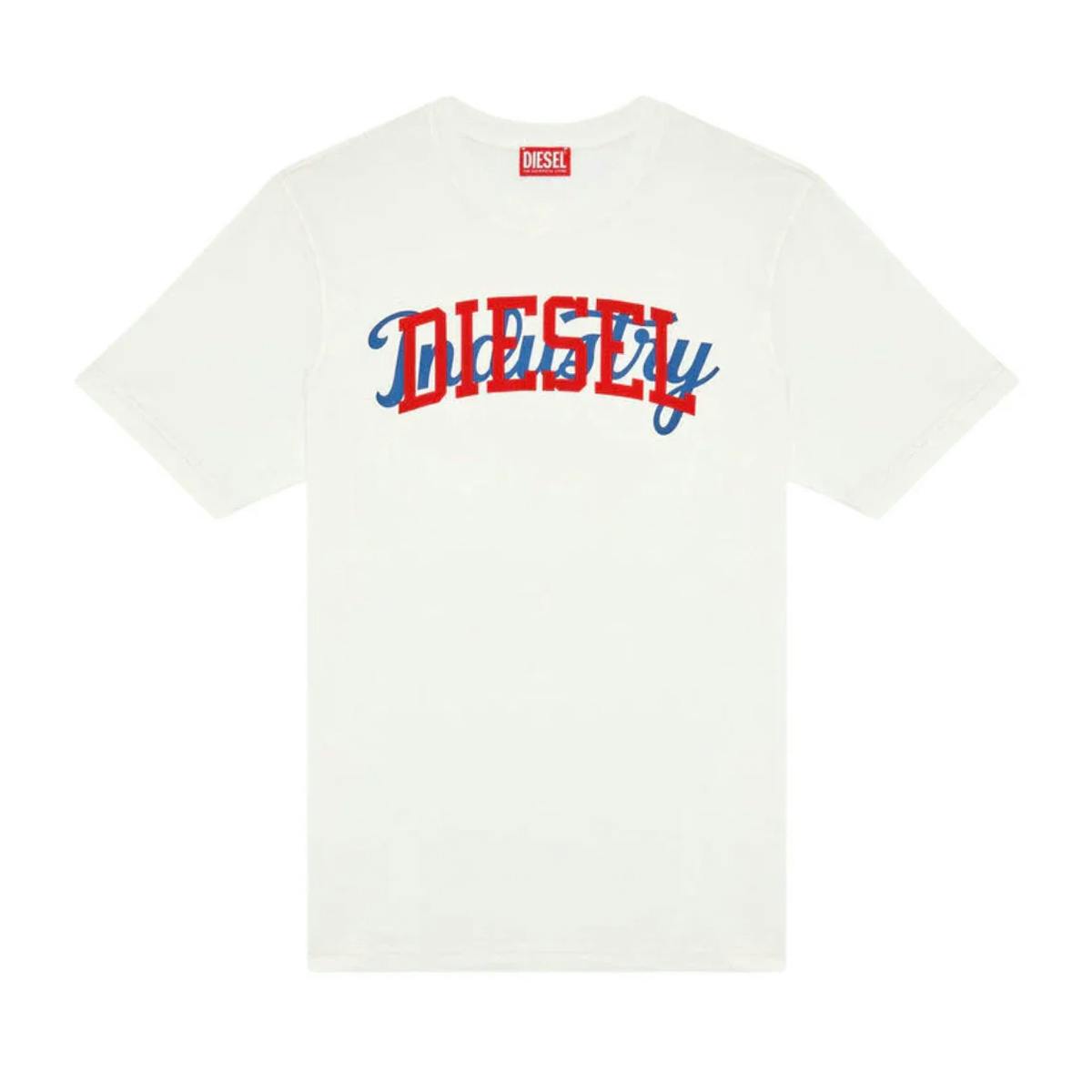 Diesel Unisex White Adult Industry Logo T-Shirt - L - 100% Cotton