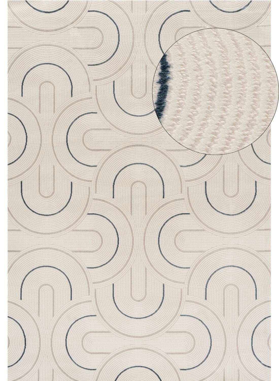 The Rugs Cream/Blue Carmel - Geometric Rug | 6070 - 160X230 Cm