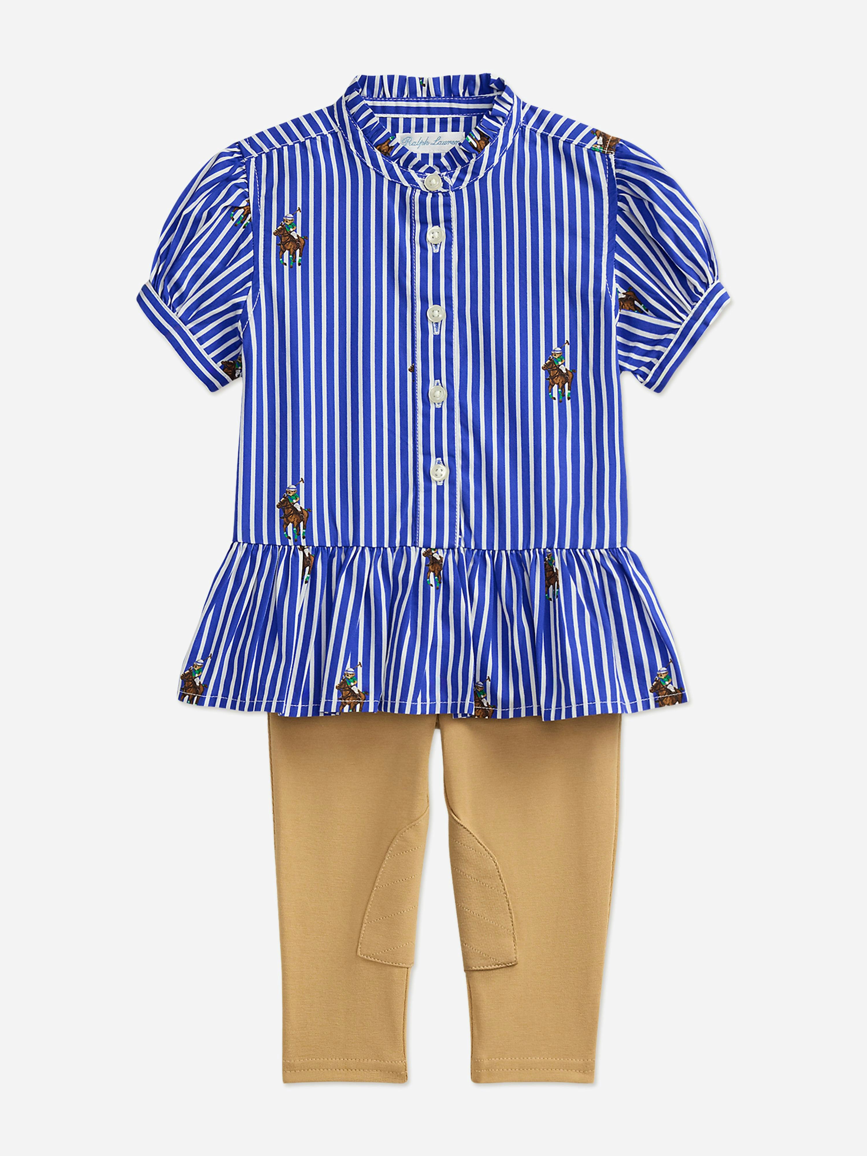 Ralph Lauren Kids Girls Blue Ralph Lauren Baby Blouse And Trouser Set In - 18 Mths