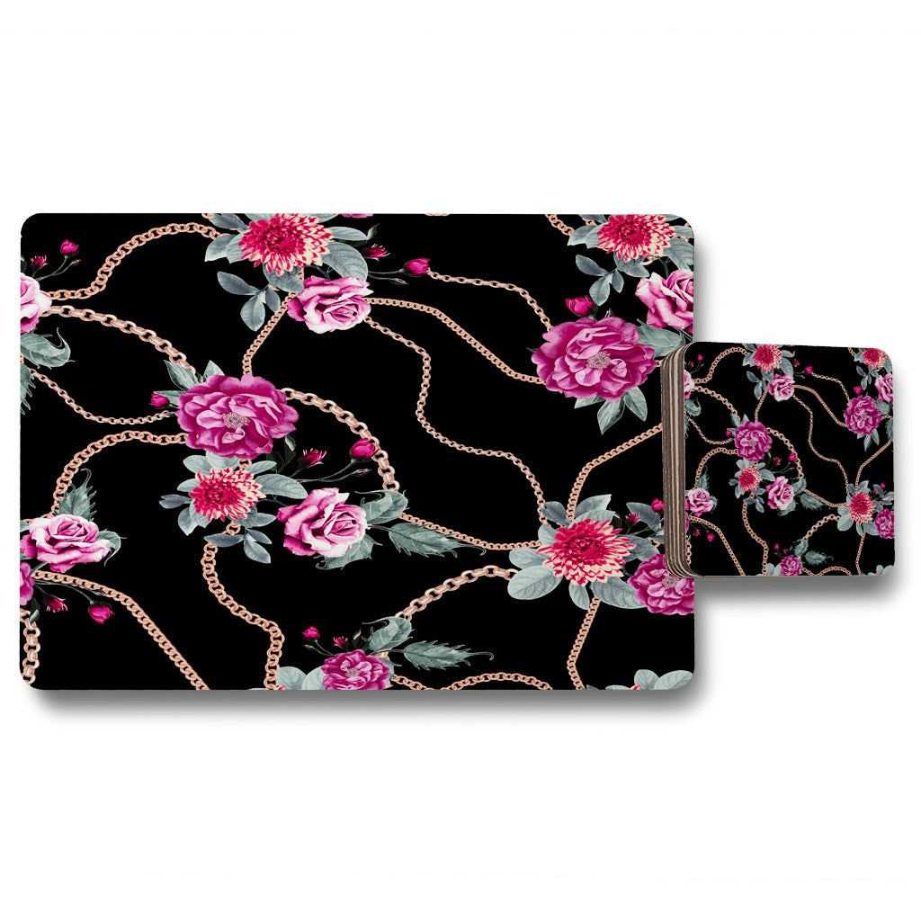Benjamin Tate Design Chain And Flowers Pattern (Placemat & Coaster Set) Size 11