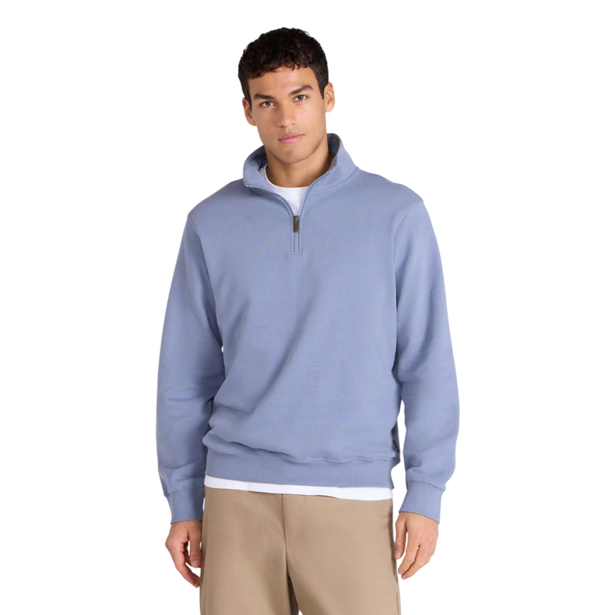 Animal Men's Blue Sid Half Zip Sweatshirt - L - 100% Organic Cotton