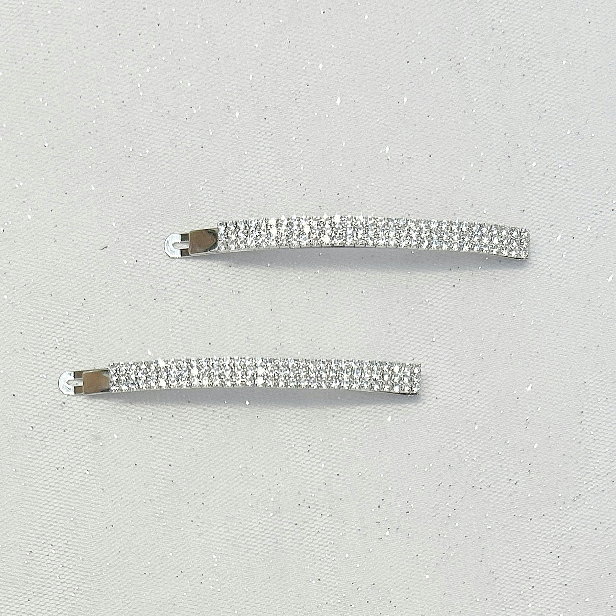 Queenmee Accessories White Diamante Hair Slides Large