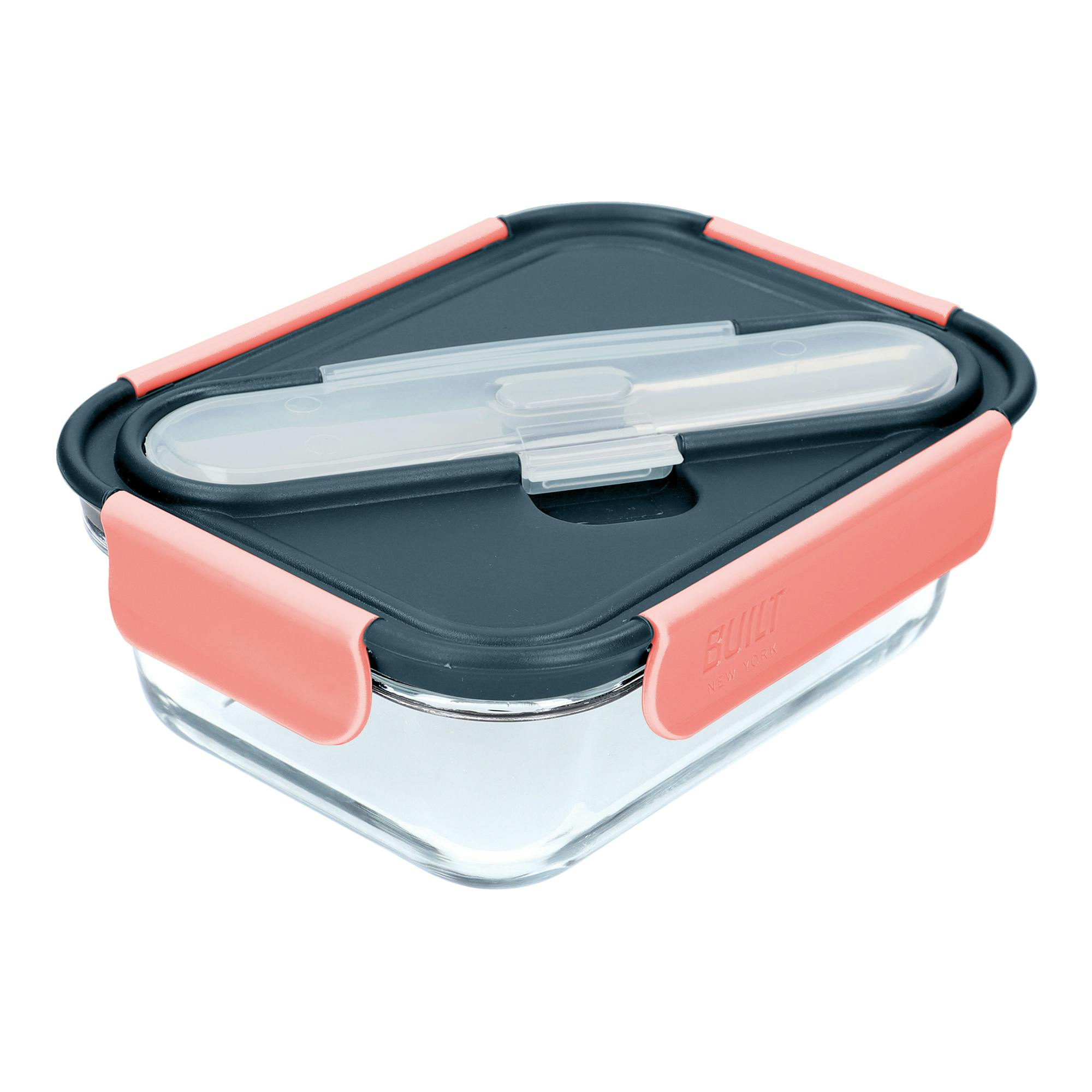 Rackhams Built Tropics Glass 900Ml Lunch Box With Cutlery - Clear - Glass - Lunch Box