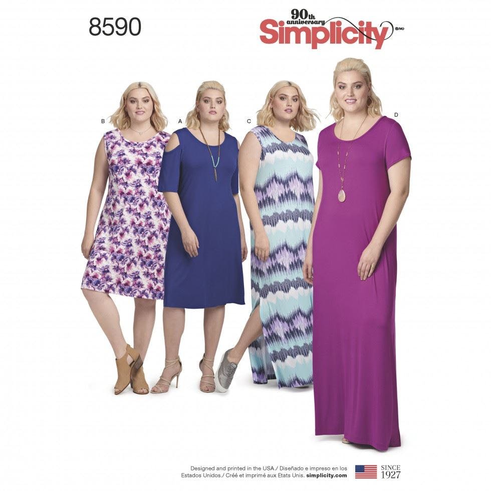Simplicity Women's Sewing Pattern 8590, Dresses For A (1Xl-2Xl-3Xl-4Xl-5Xl) - Easy - A (1Xl-2Xl-3Xl-4Xl-5Xl)