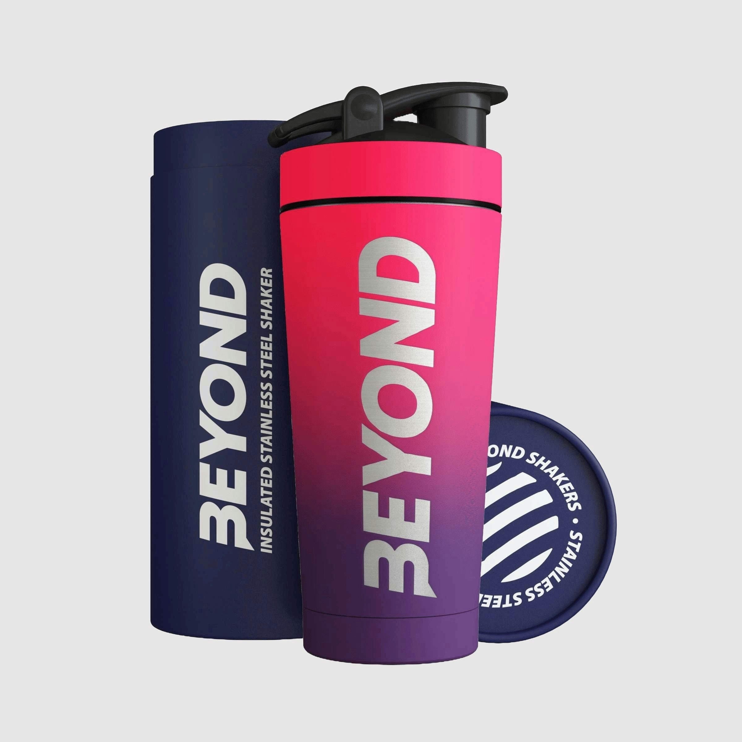 Beyond Shakers Pink/Purple 1 Litre Stainless Steel Protein Shaker Bottle - &