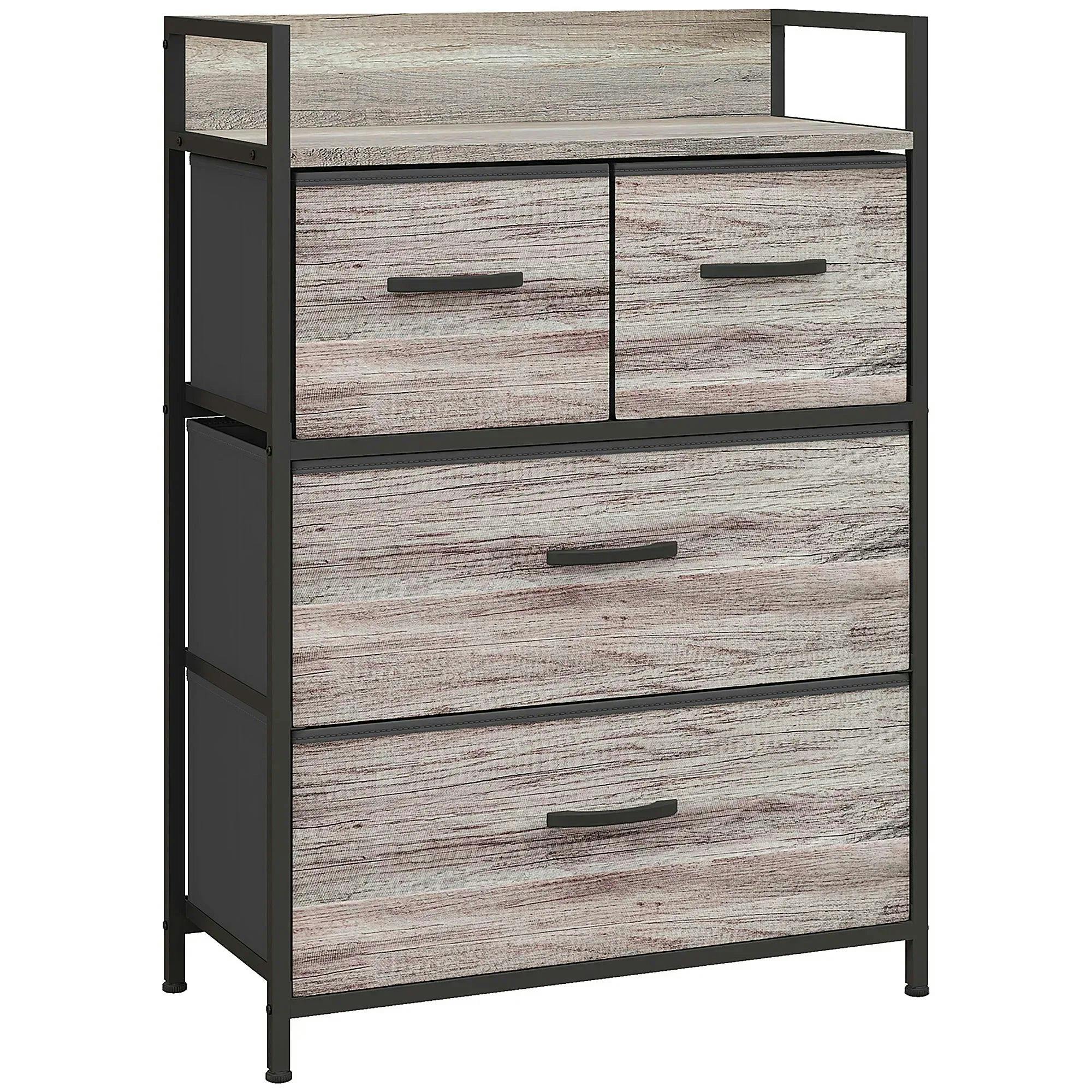 Rackhams Black/Grey Bedroom Chest Of Drawers 4 Drawer Dresser W/ Shelf, - Wood Effect - 4 - Image 6