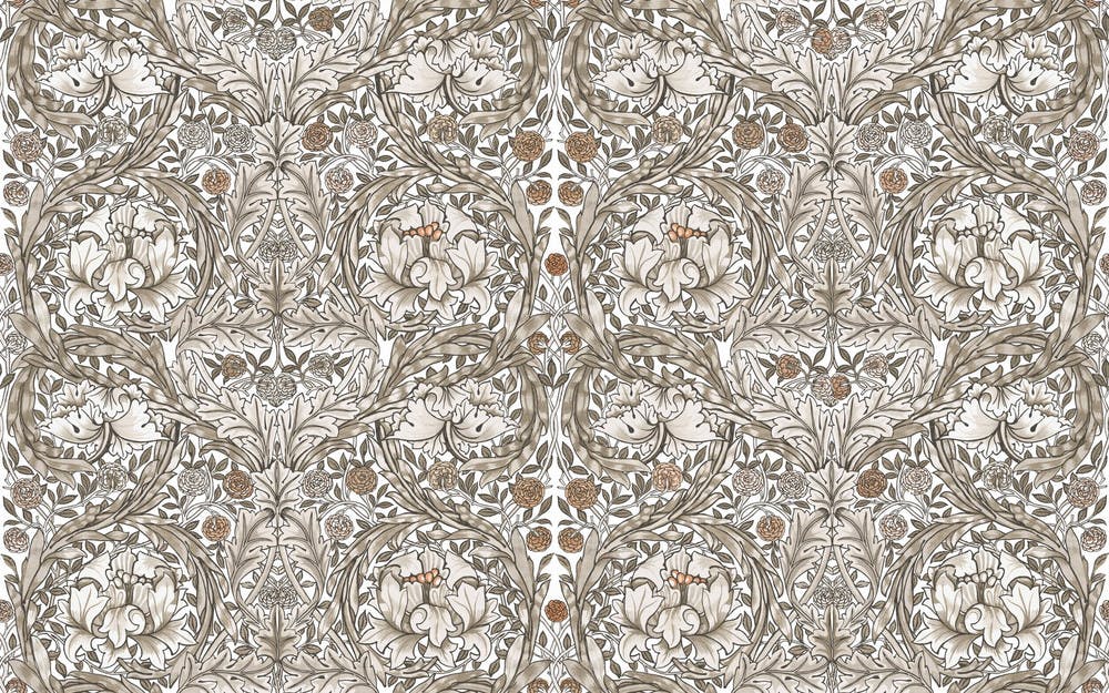 Rackhams Gold/White African Mari Fixed Size Mural | Neutral