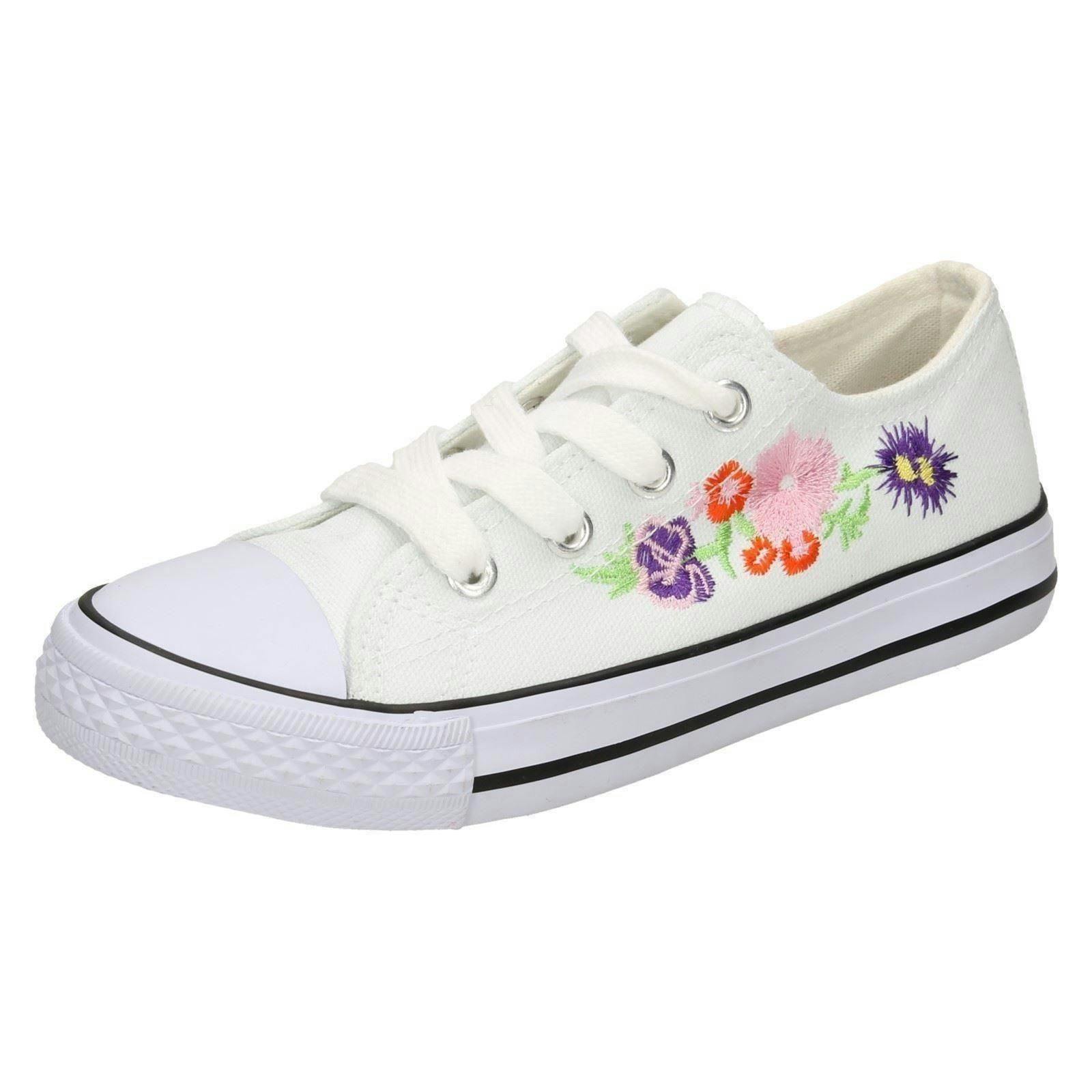 Spot On Girls White Lace Up Pumps - Uk 11 Child