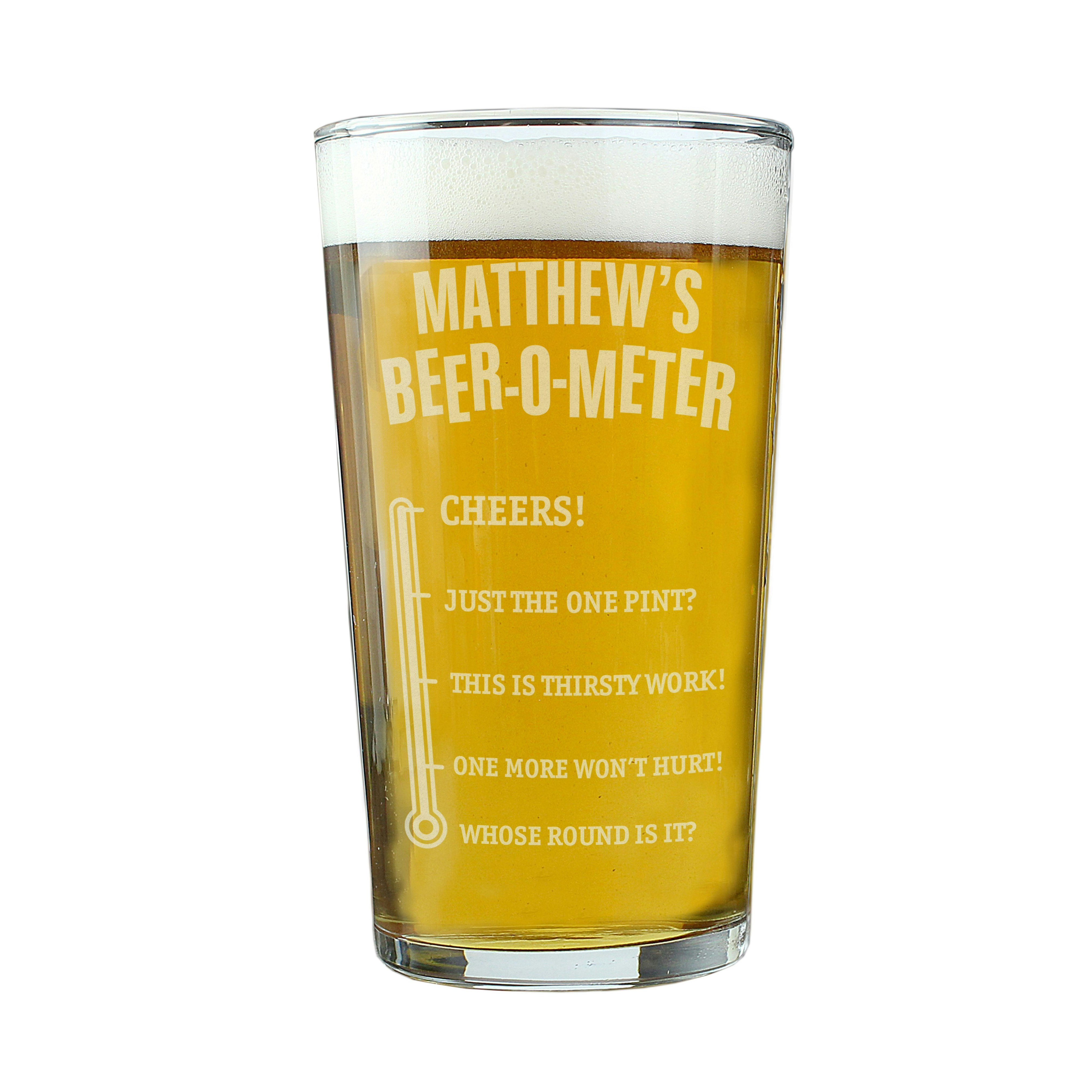Personalised Memento Company Personalised Beer-O-Meter Pint Glass