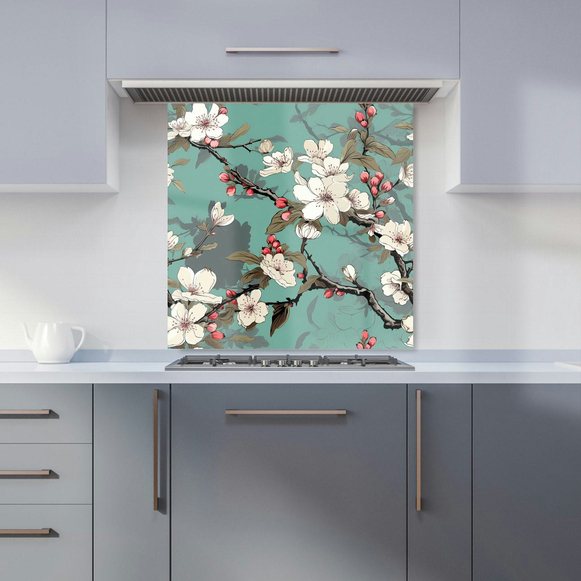 Warren Reed Pink - Designer Blossom Asian Design Kitchen Splashback - W600mm X H600mm