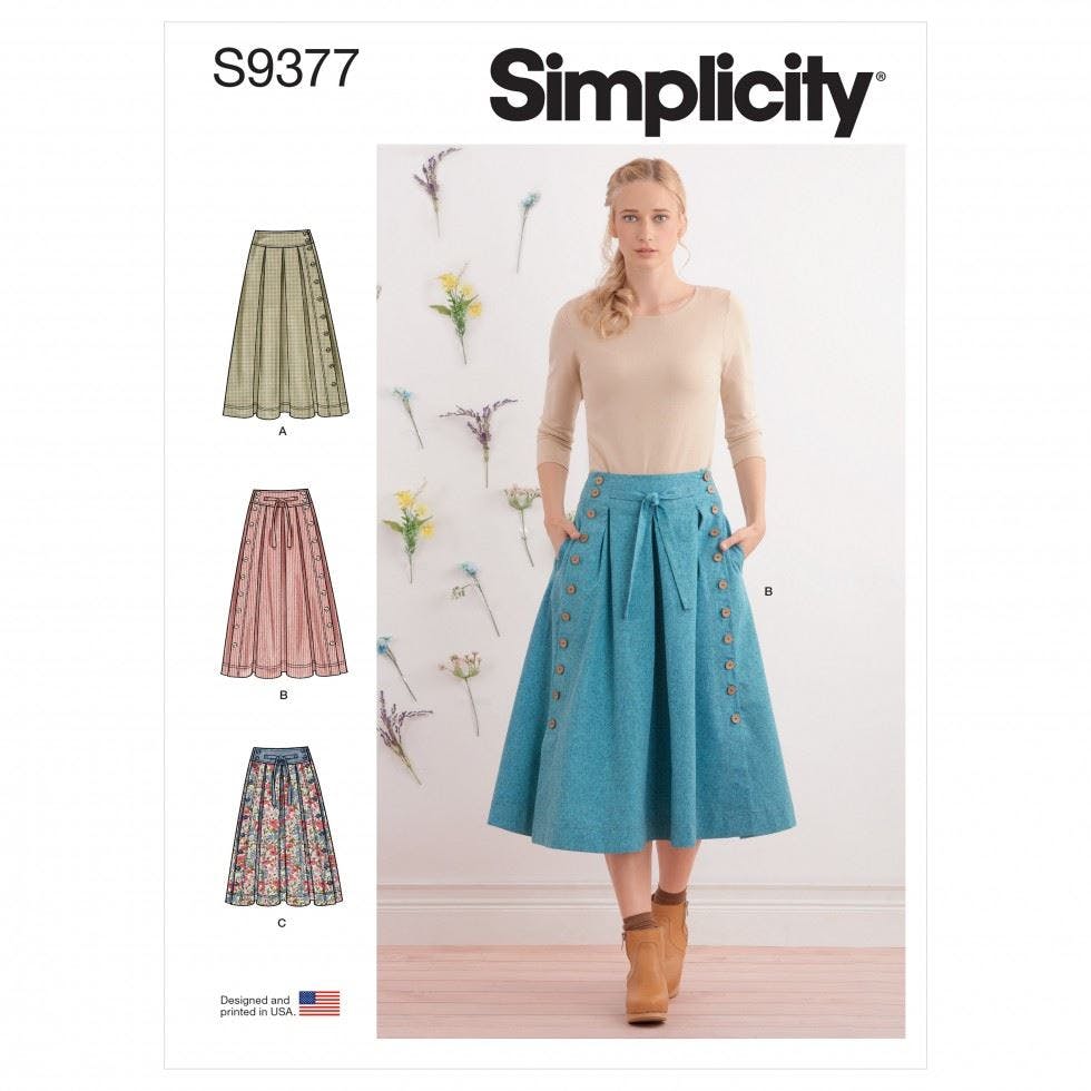 Simplicity Women's Sewing Pattern 9377, Skirts For H5 (6-8-10-12-14) - Intermediate - U5 (16-18-20-22-24)