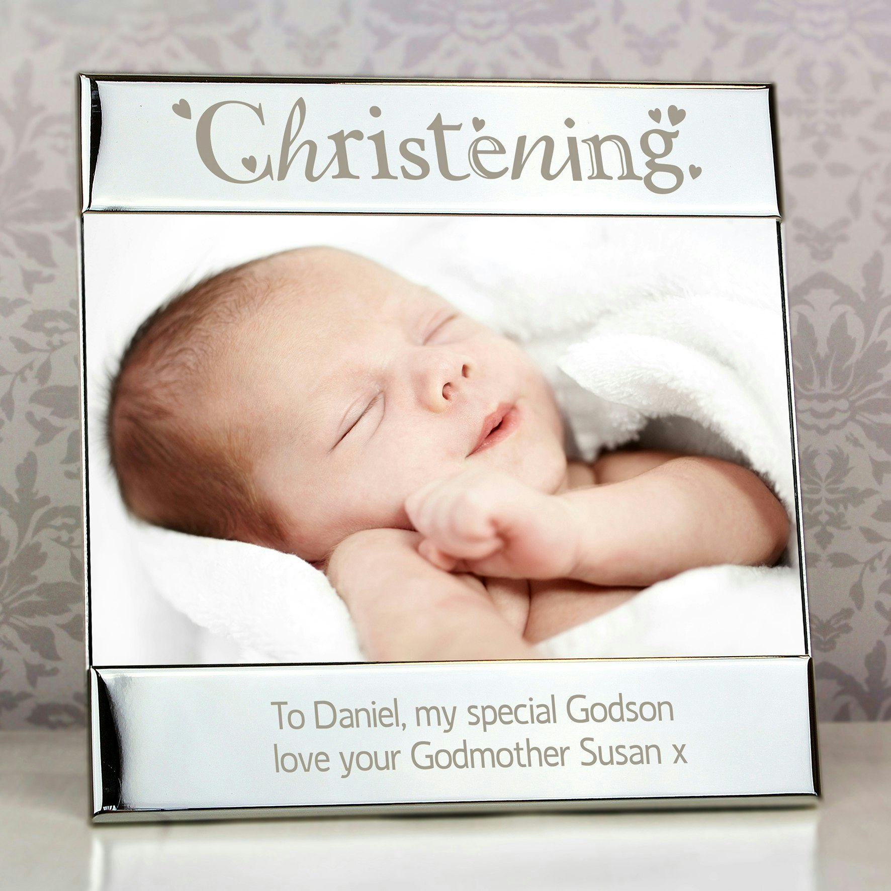 Personalised Memento Company Silver Personalised Christening 6X4 Photo Frame