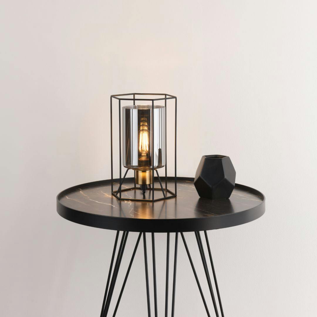 Rackhams Black Sabrina And Smoked Glass Table Lamp