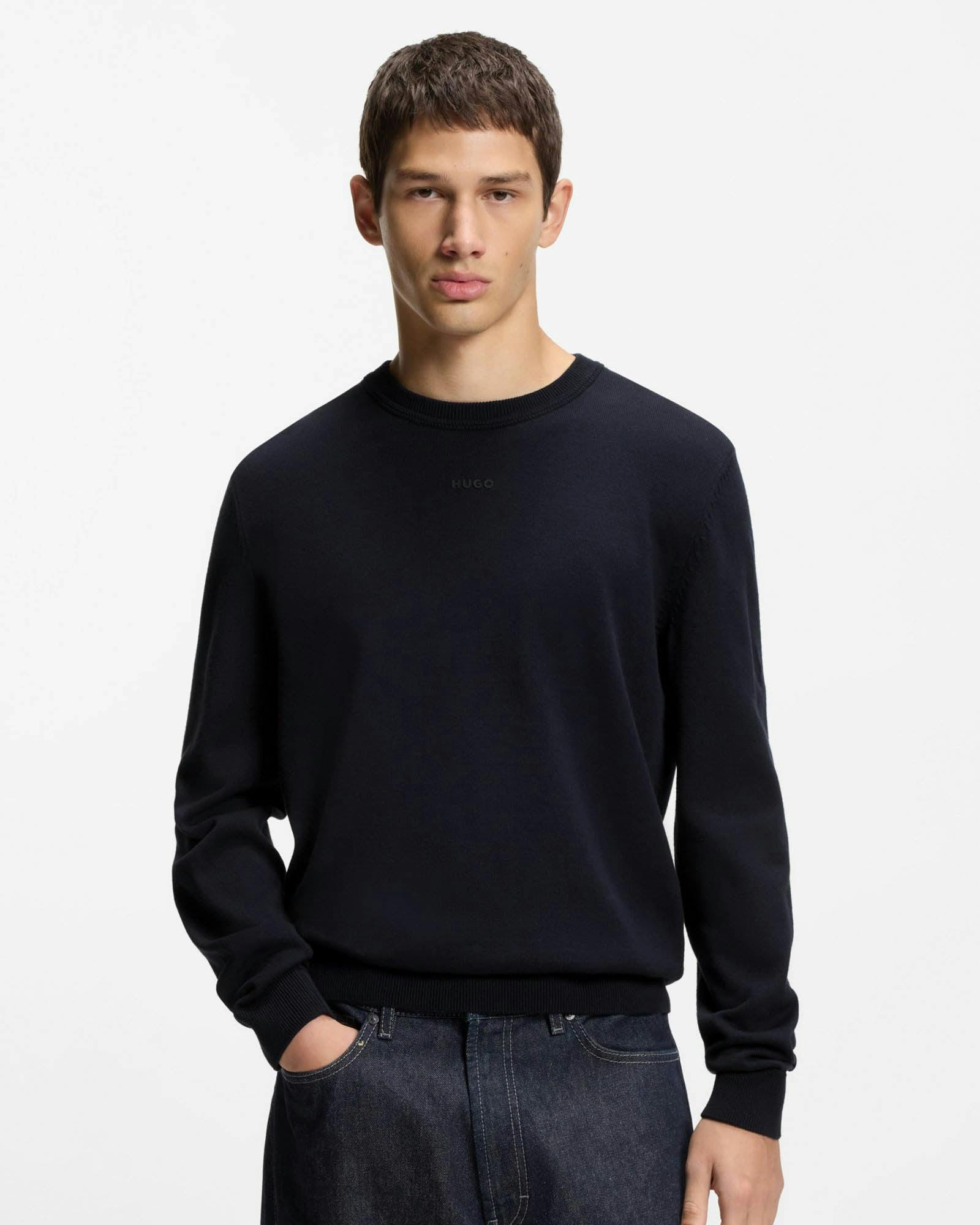 Hugo Men's San Cassius-C2 Crew Neck Jumper - Navy 410 - Navy 410 - Xl