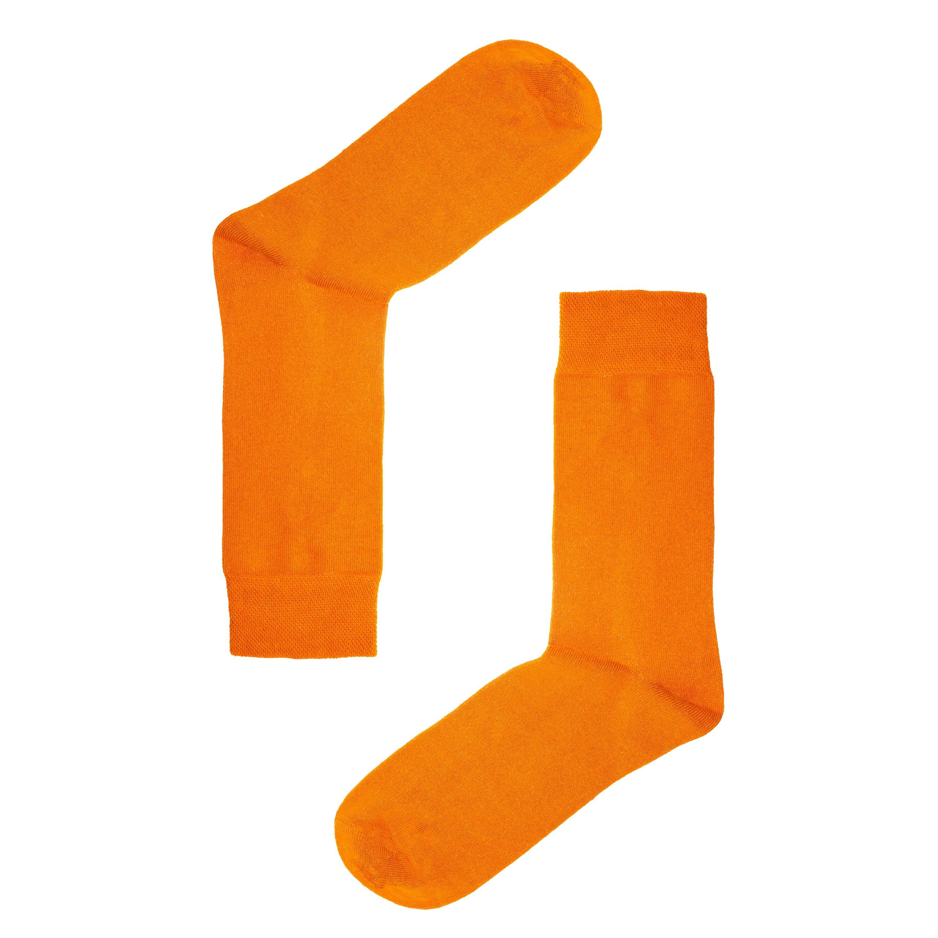 Jemsox Men's Orange Plain Comfort Welt Organic Cotton Socks | Soft Flat Knit & All-Day Comfort - Large / Eur 43-46 / Uk 9-12