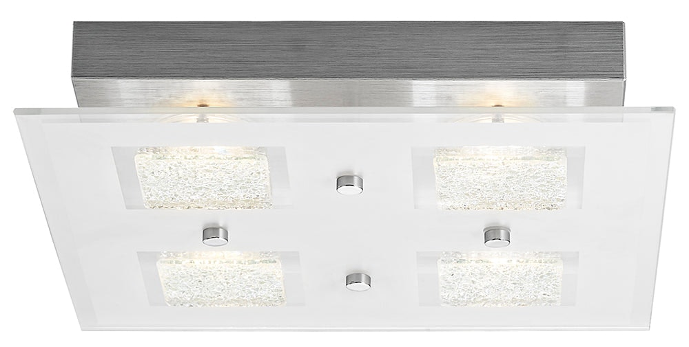 Happy Homewares Light Modern Chrome Square Led Bathroom With Clear/Frosted Glass Plate