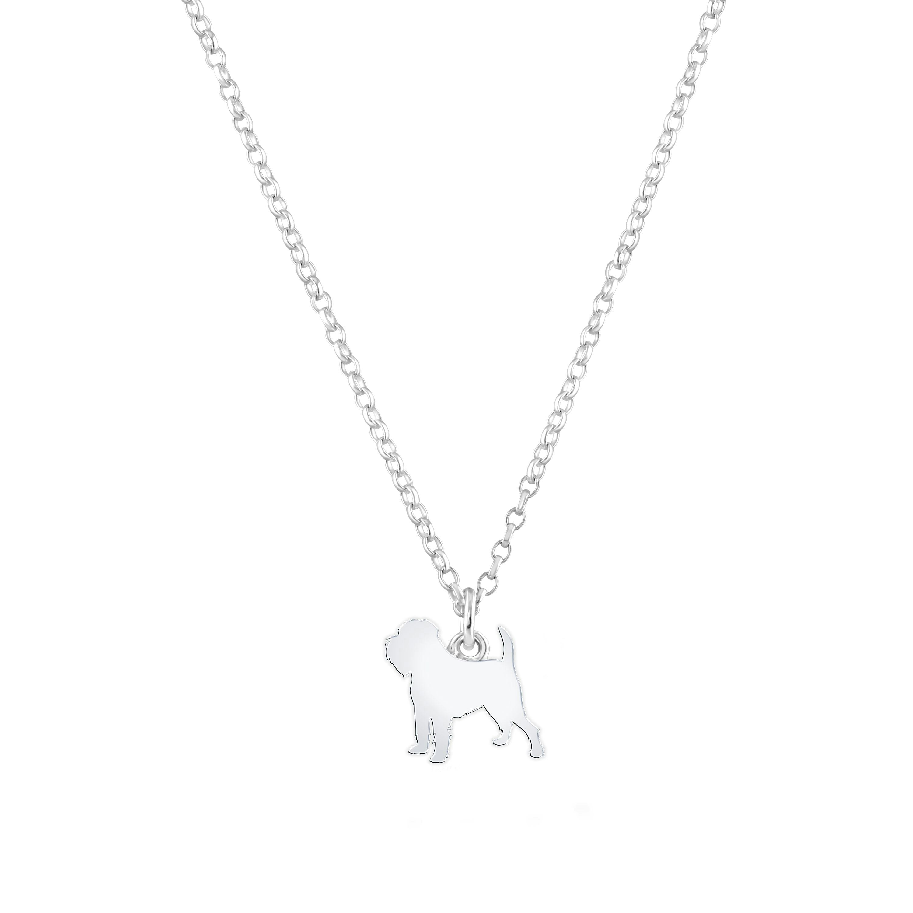 Mylee London Silver Griffon Bruxellois Silhouette Necklace - Personalised - Yes