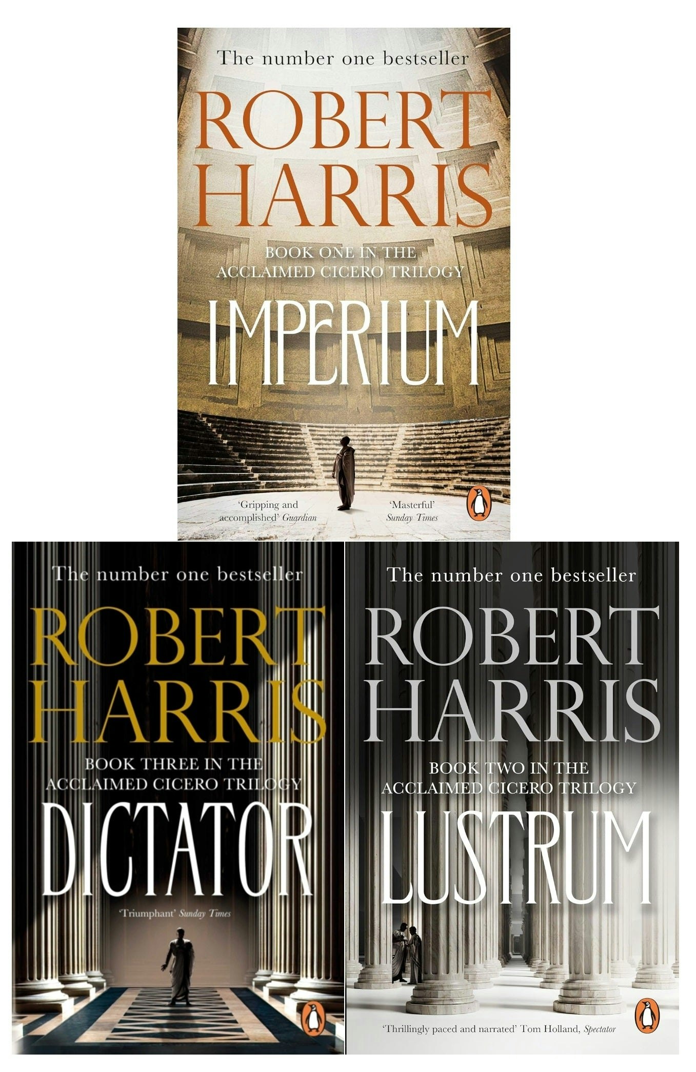 Arrow Cicero Trilogy Robert Harris Collection 3 Book Set Imperium Lustrum Dictator - New Covers