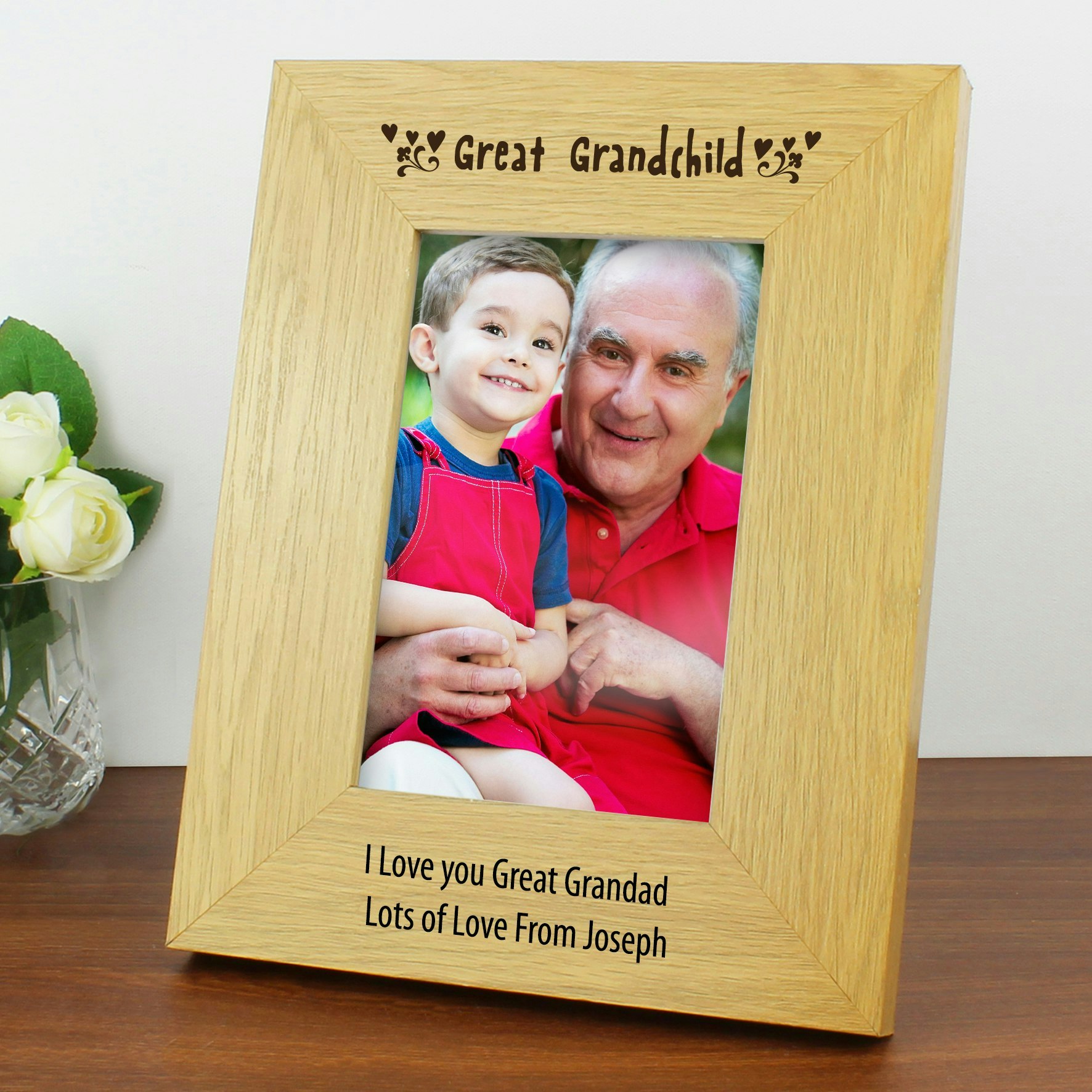 Rackhams Personalised Oak Finish 6X4 Great Grandchild Photo Frame