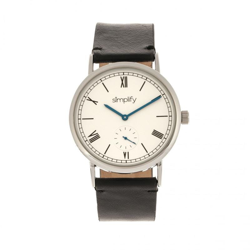 Simplify Black/White The 5100 Leather-Band Watch