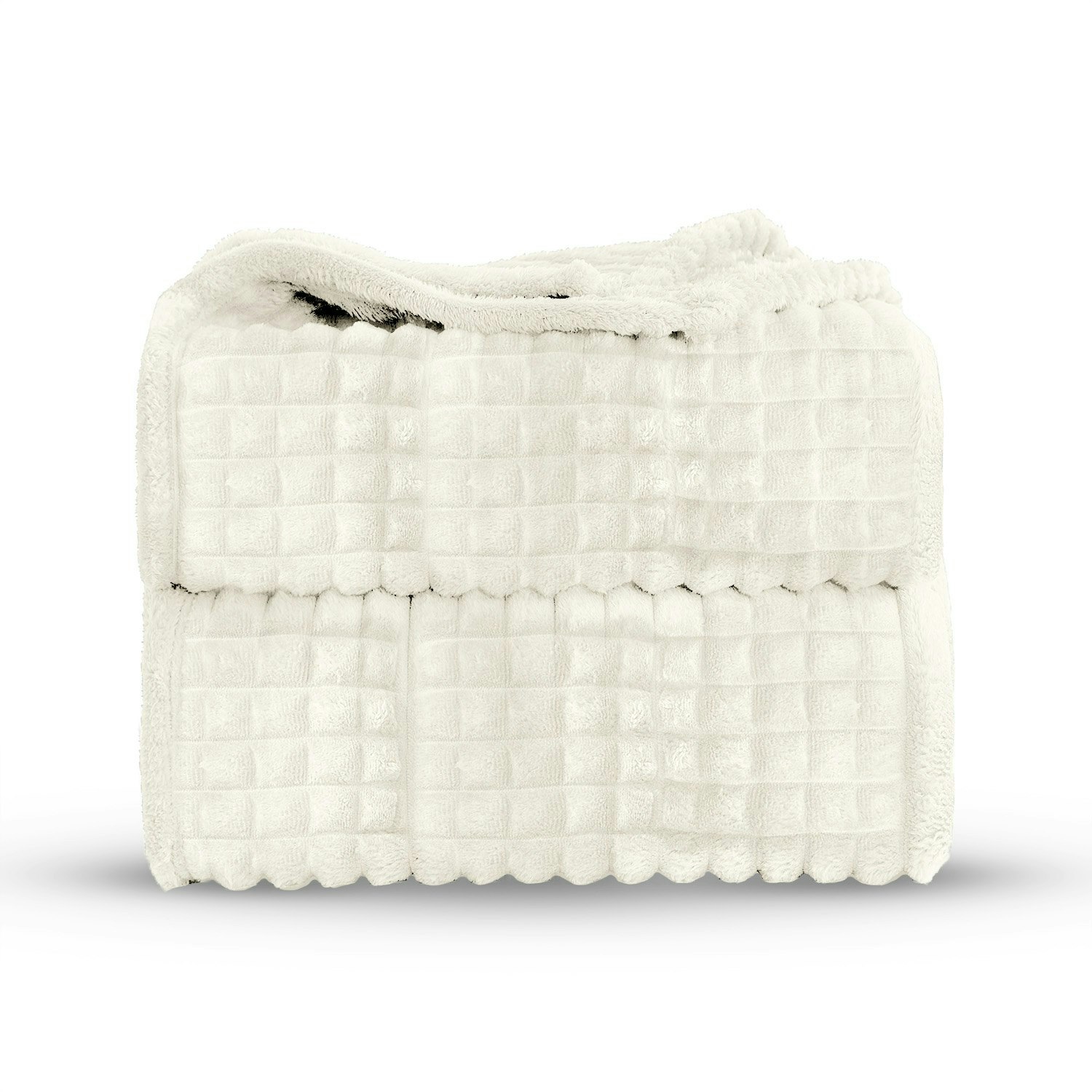 Velosso Ivory Chunky Cord Waffle Plush Heavy Blanket - 150Cm X 200Cm