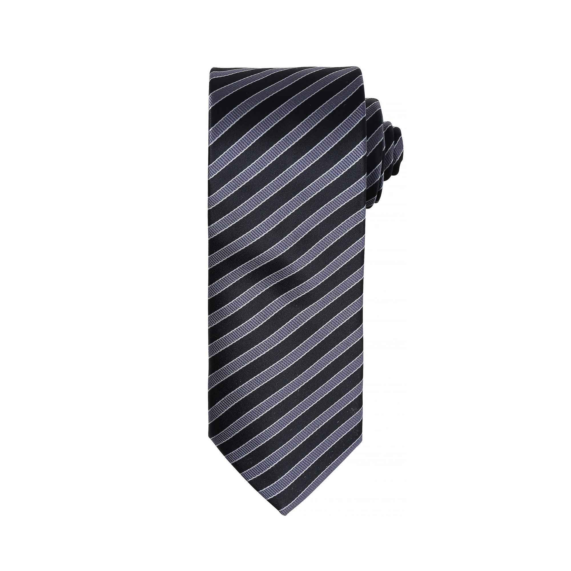 Premier Men's Black Double Stripe Pattern Formal Business Tie In - Image 2