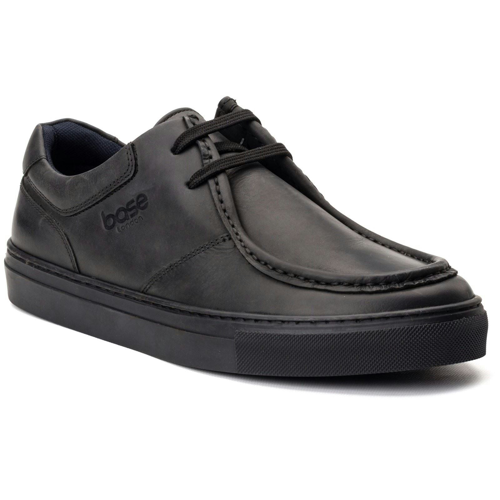 Base London Men's Black Dalston Leather Moccasins Shoes - Size 11