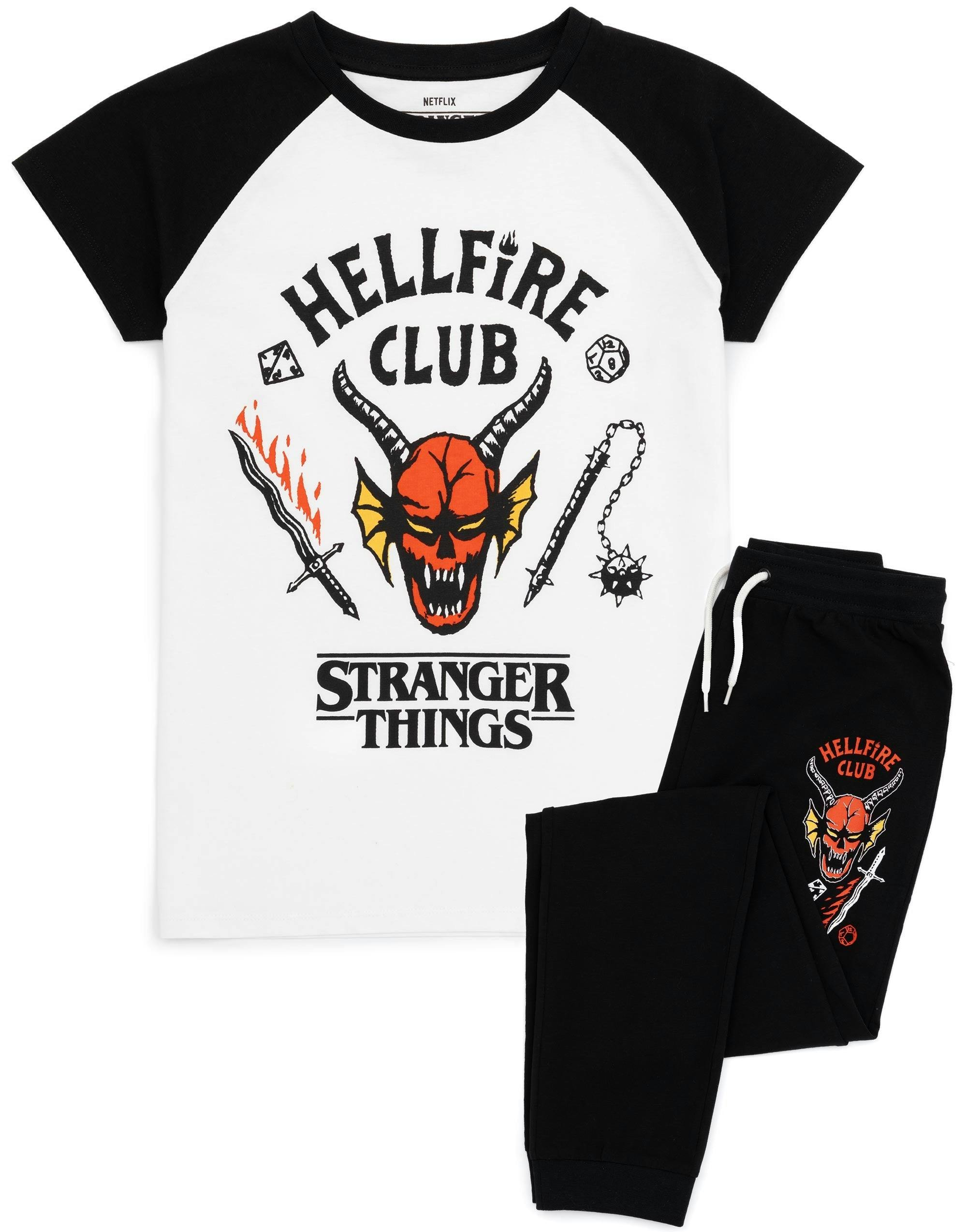 Vanilla Underground Unisex Kids Black Stranger Things Short Sleeve Long Leg Pyjama Set - 7-8 Years