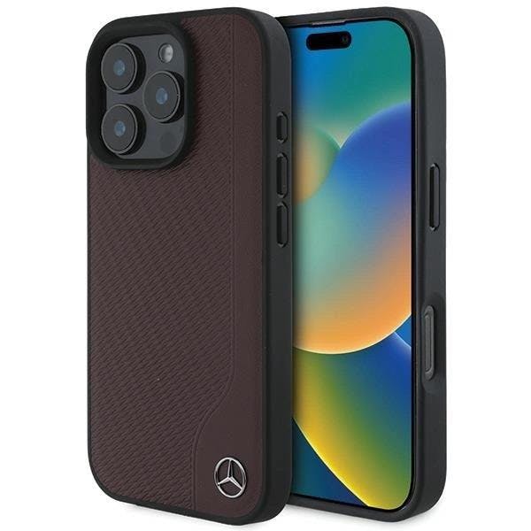 Mercedes Red Mb Wood Imitation Leather Case With Magsafe For Iphone 16 Pro Max 6.9" - Mehmp16x23rbgvr