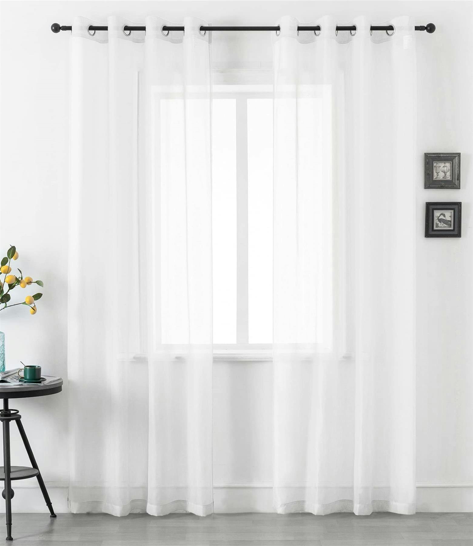 Rackhams White Voile Ring Top Curtain Panel Pair - 145Cm Width X 137Cm Drop