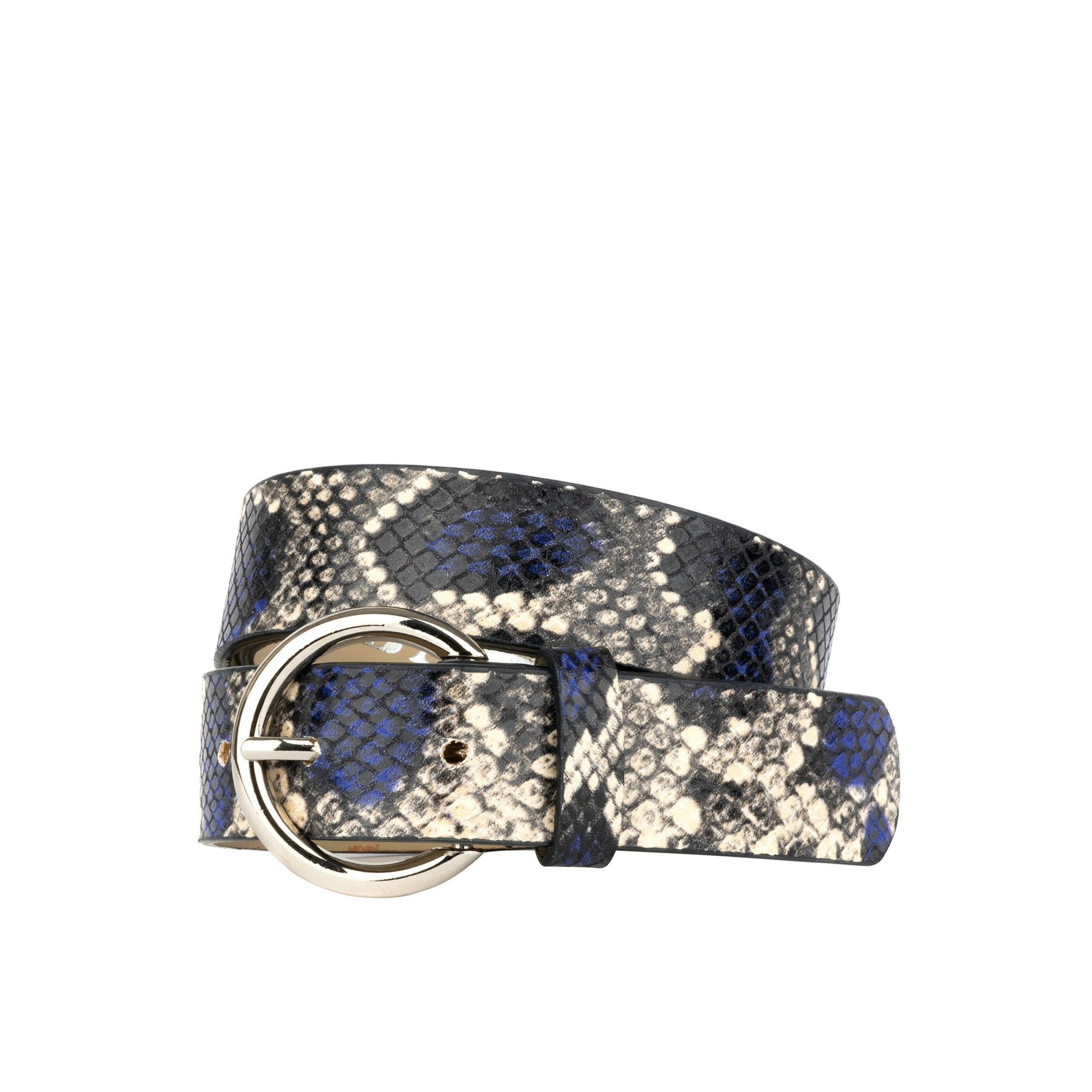Embassy London Women's Blue Emma - Snake - Italian Leather Belt - 38In/100Cm