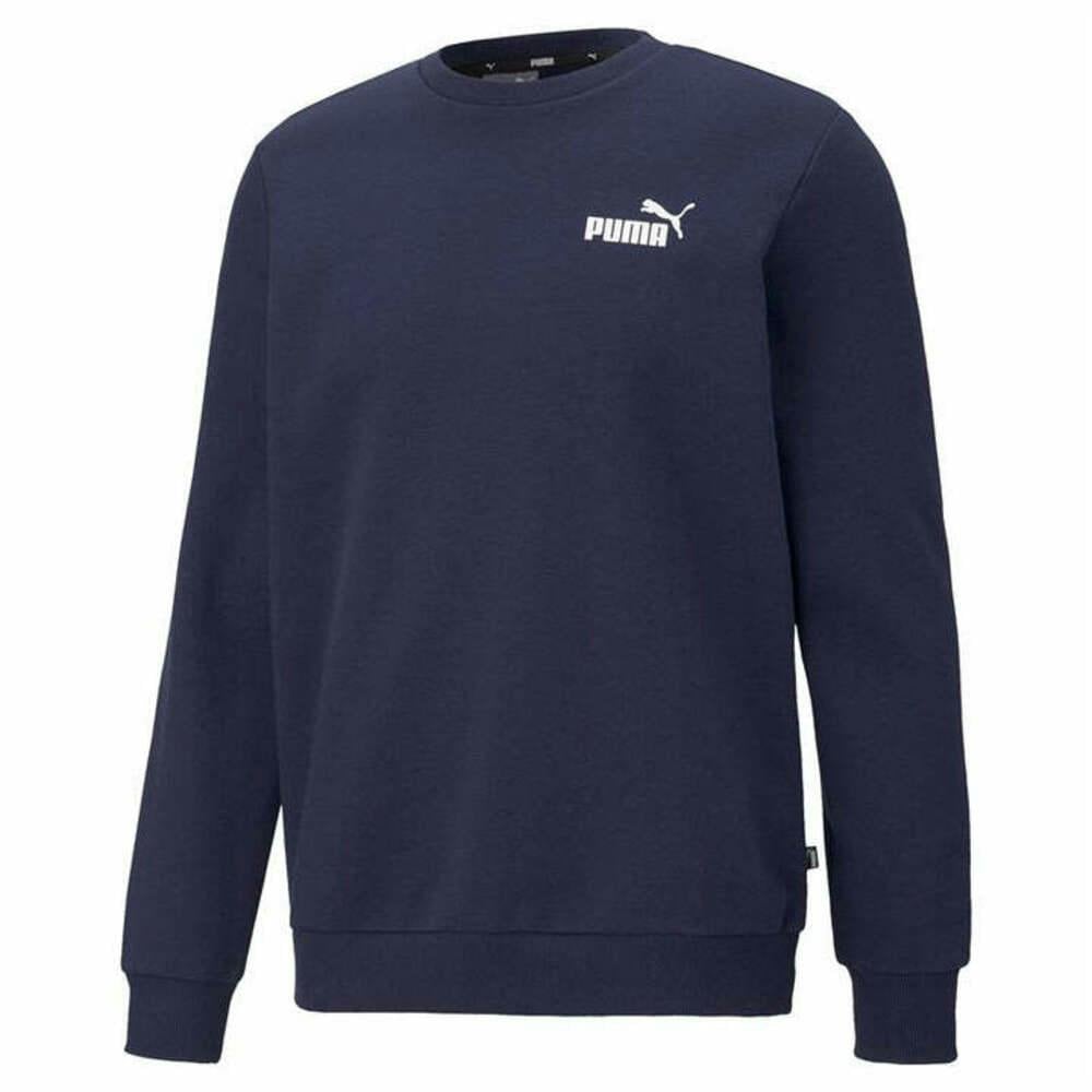 Puma Men's Ess Logo Sweatshirt - Peacoat - Xs - Peacoat - 66% Cotton/34% Recycled Polyester