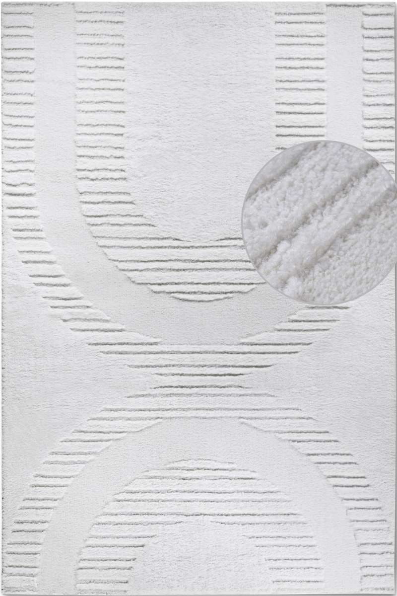 The Rugs White High Pile – Soft Geometric Shaggy Rug - 120X170 Cm