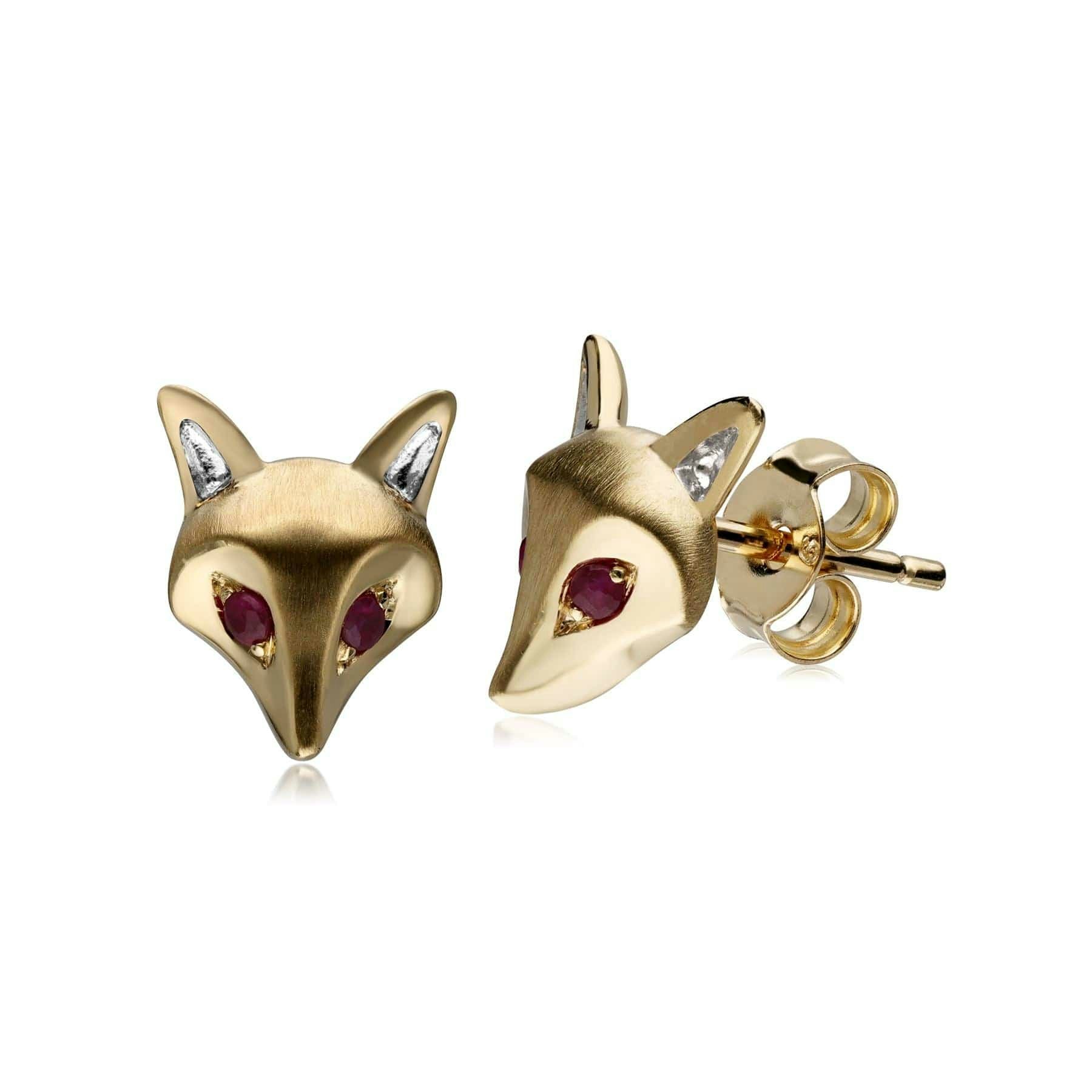 Gemondo Yellow/Gold Gardenia Ruby Fox Earrings In 9Ct