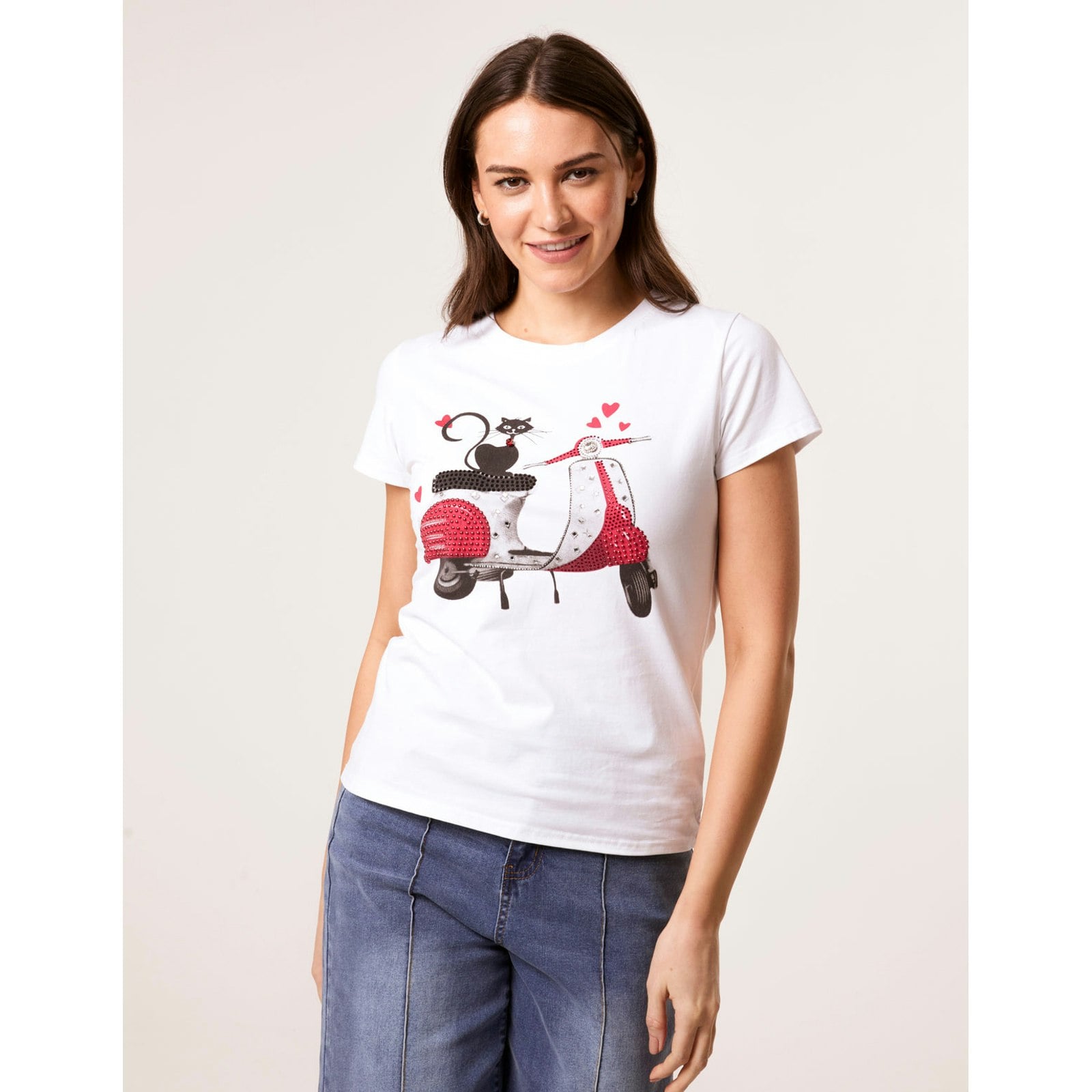 Blue Vanilla Blue/White Vanilla Printed Cat T-Shirt - S