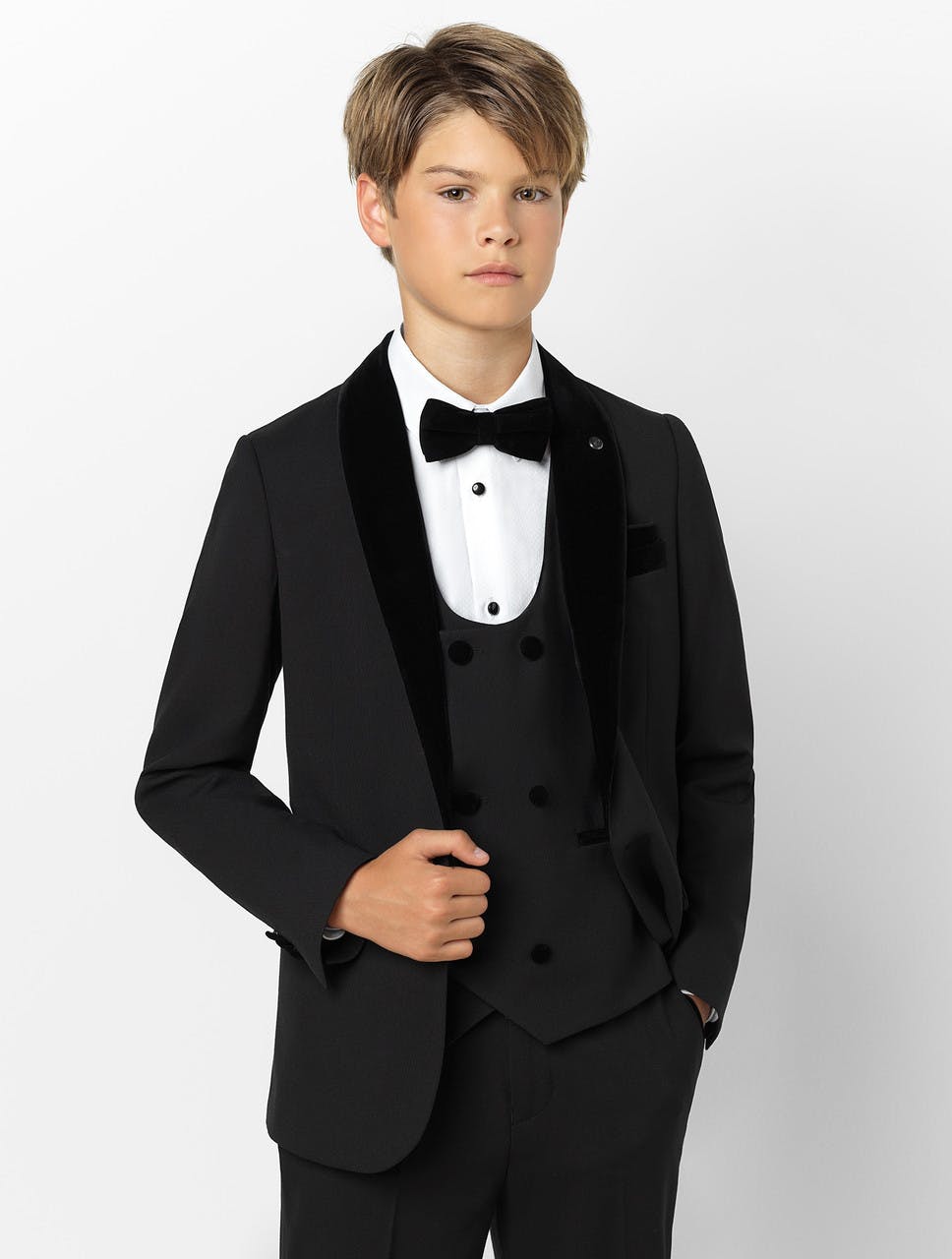 Roco Boys Black Velvet Tuxedo Suit - Valentino - 03 Years