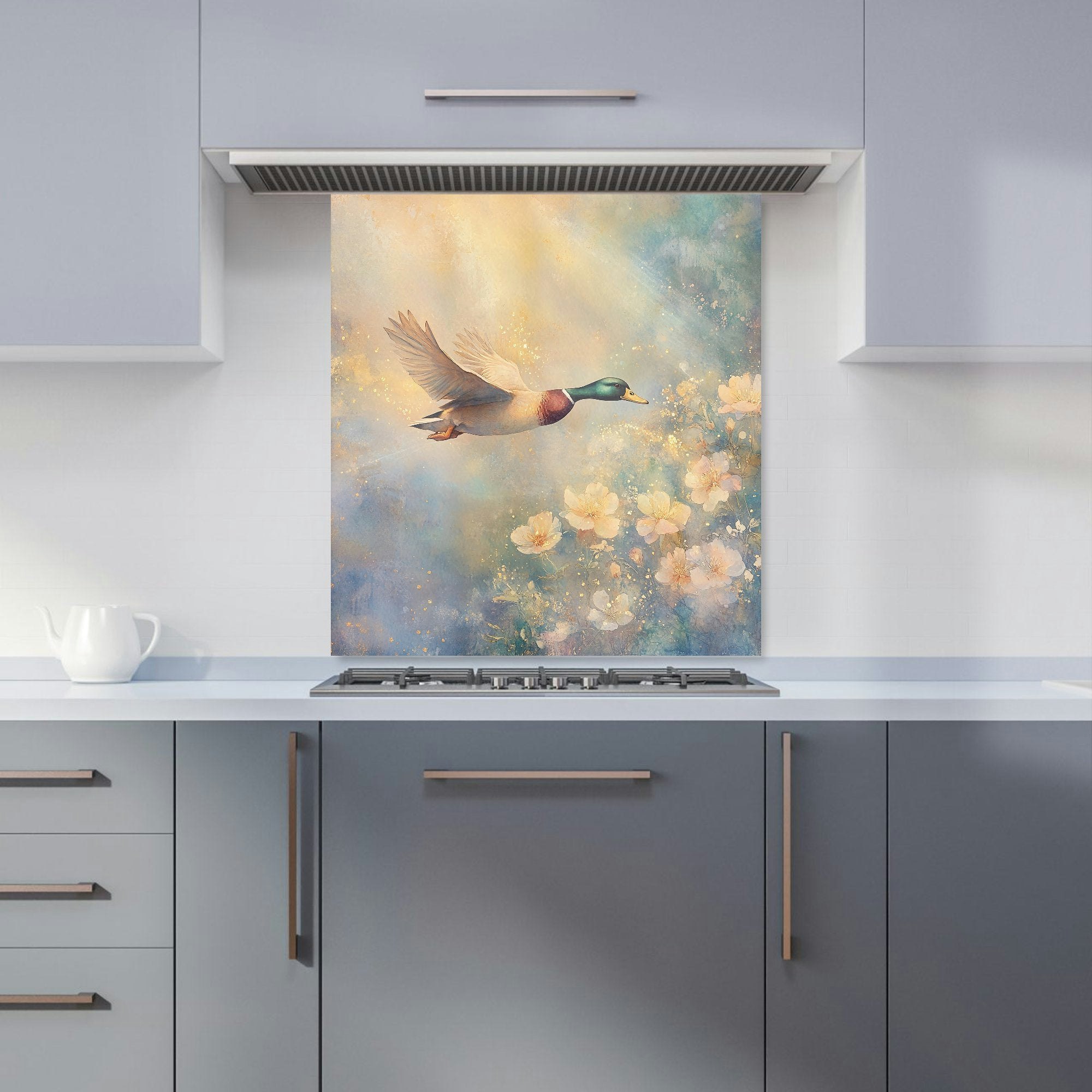 Warren Reed Flying Mallard Duck Glass Kitchen Splashback - W700mm X H750mm