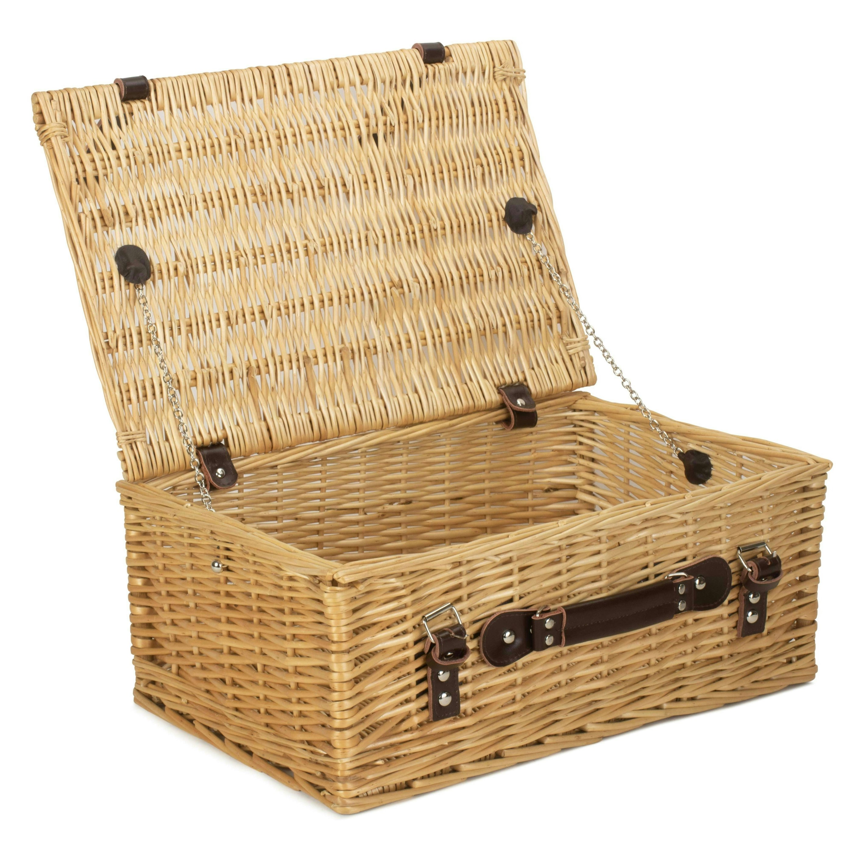 Red Hamper Red/Brown Hamper 46Cm Buff Willow Wicker Picnic Basket