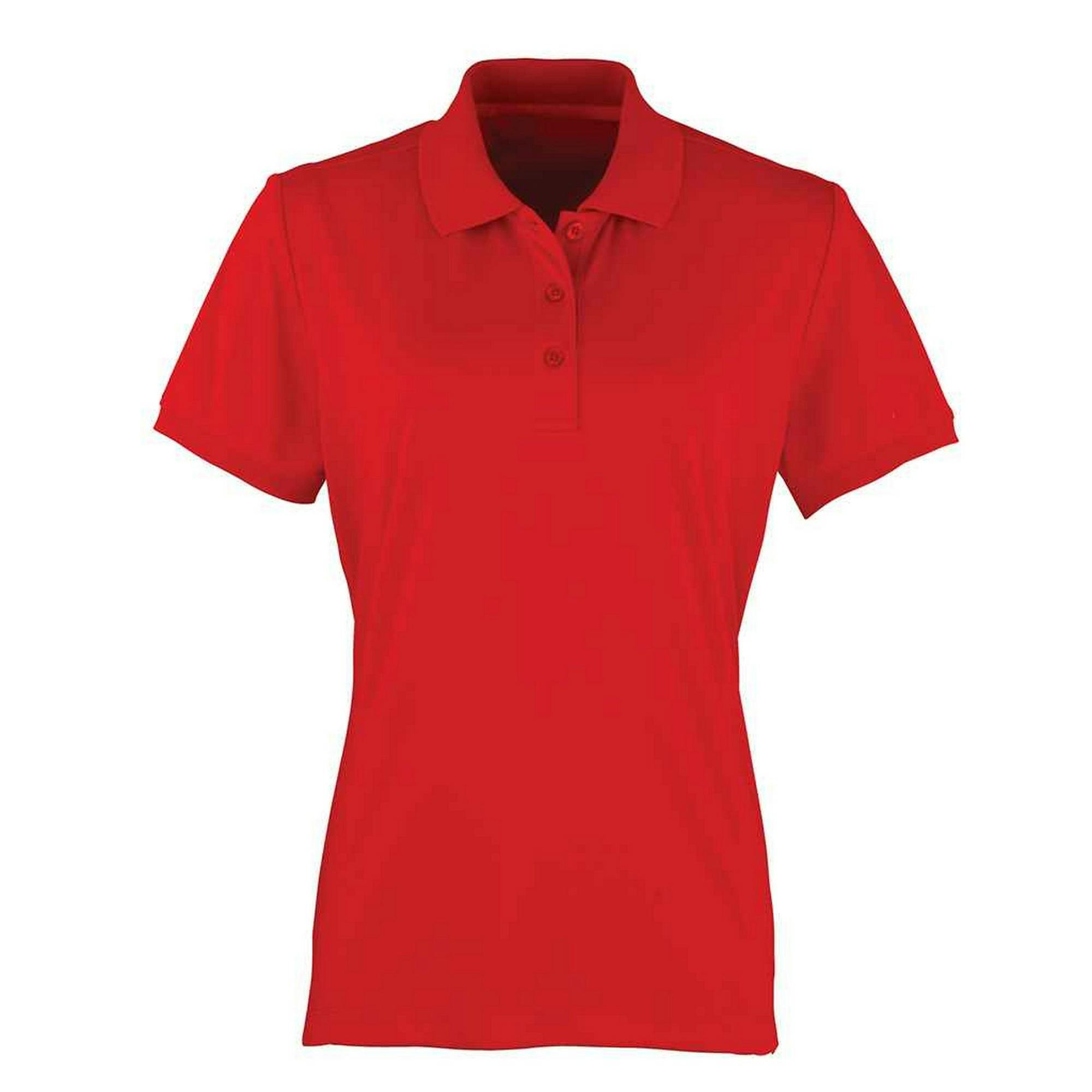 Premier Womens/Ladies Coolchecker Pique Polo Shirt (Red) - Size 8 UK - Image 3