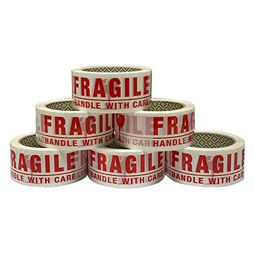 Kav Red - Fragile Packing Tape Super Strong & Low Noise Fragile Tape For Boxes & Packing Heavy Duty Packaging Tape, Tape Pack - 48Mm X 66M - Pack Of 36