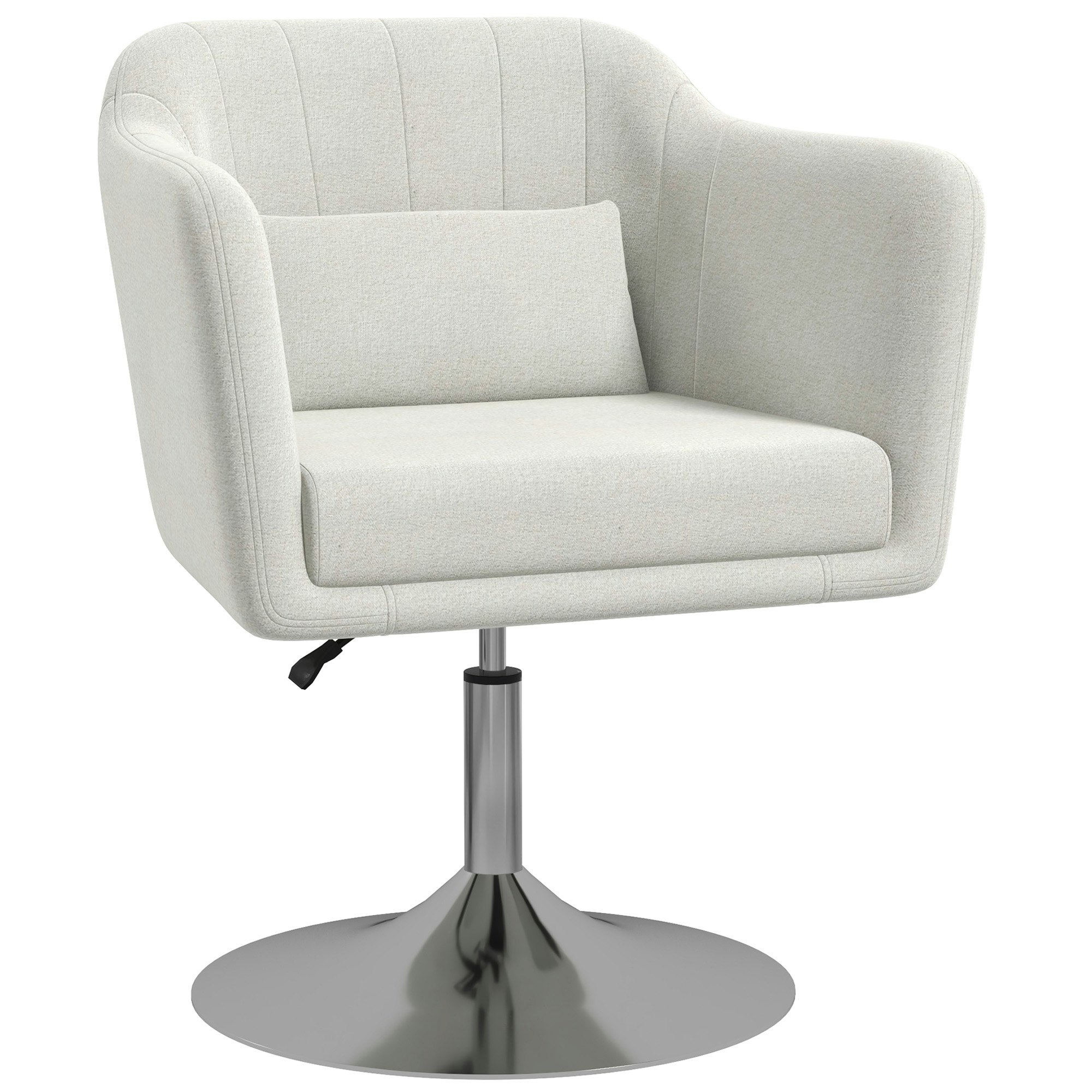 Homcom Cream Stylish Retro Linen Swivel Tub Chair Steel Frame - Linen, Sponge, Steel Small