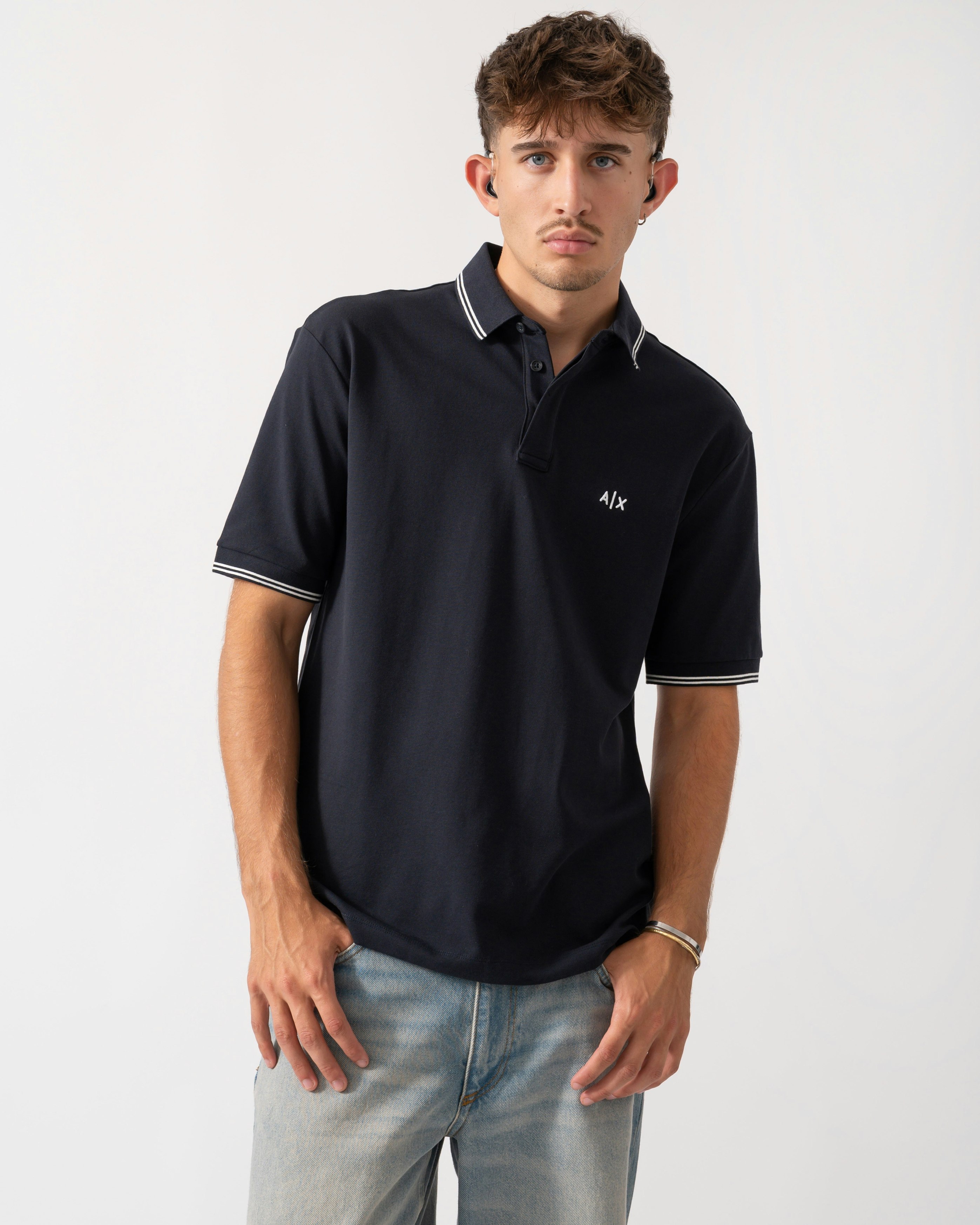 Armani Exchange Men's Dark Polo Shirt Xm001287-Af17321 - Deep Navy Ub101 - Deep Navy Ub101 - M