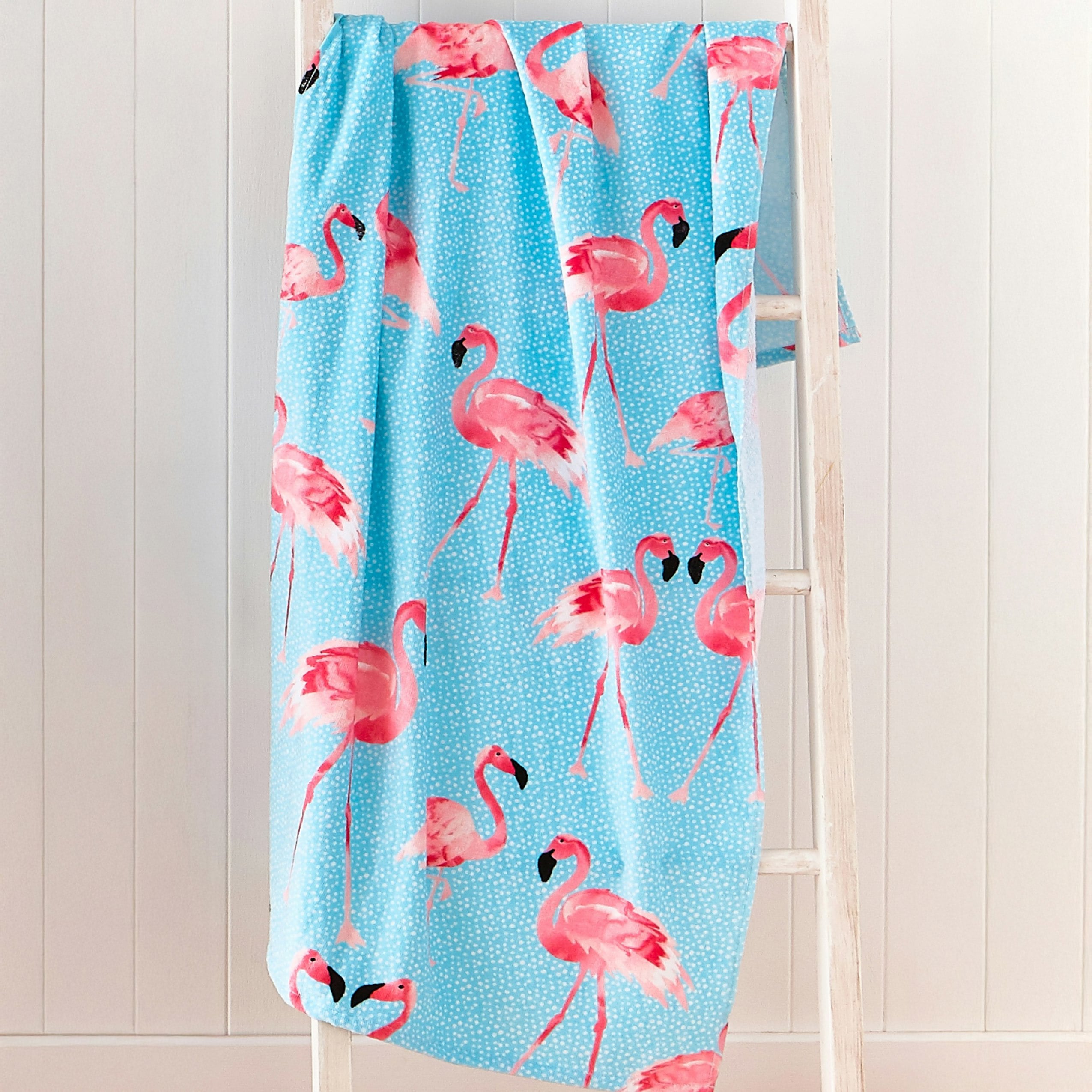 Catherine Lansfield Blue Flamingo Cotton Beach Towel